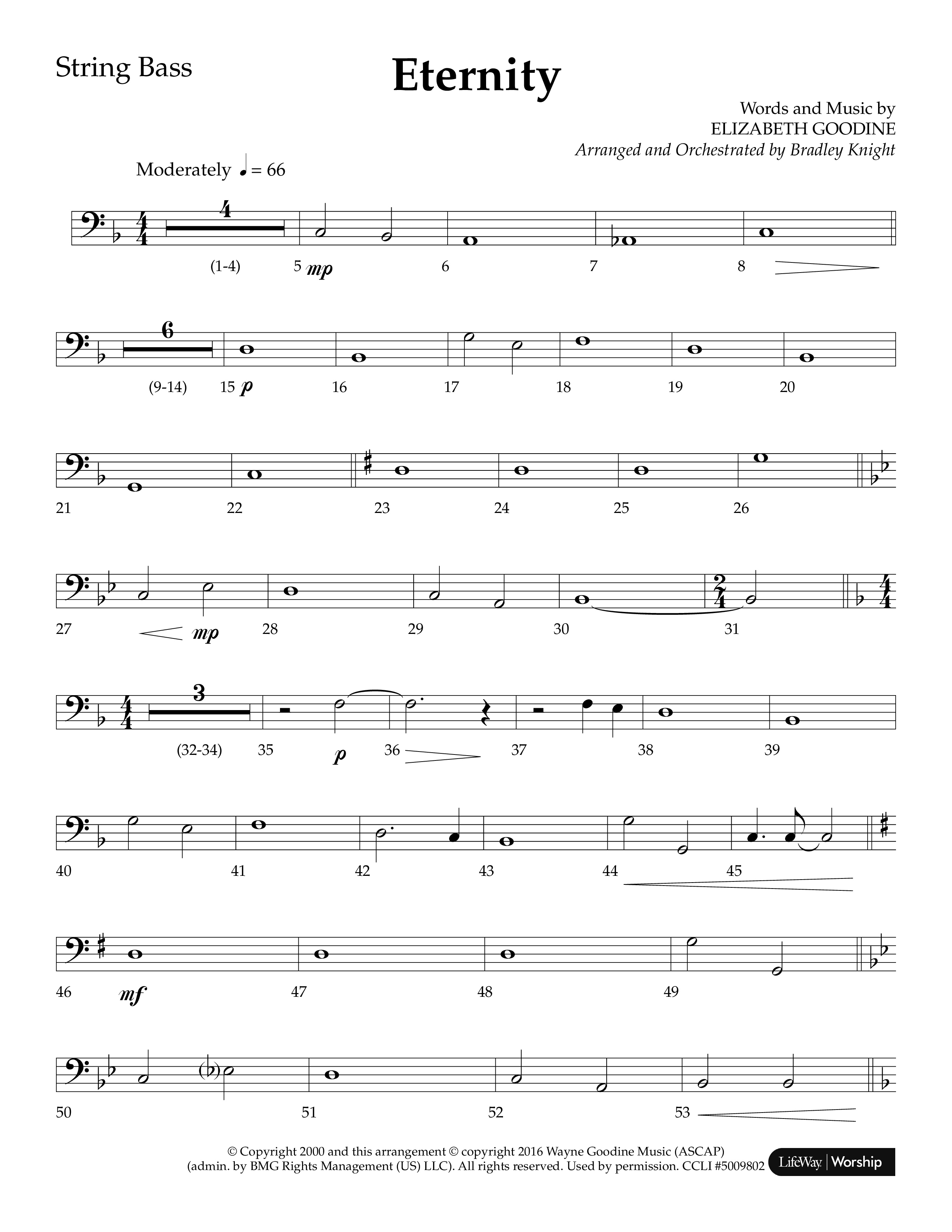 Eternity (Choral Anthem SATB) String Bass (Lifeway Choral / Arr. Bradley Knight)