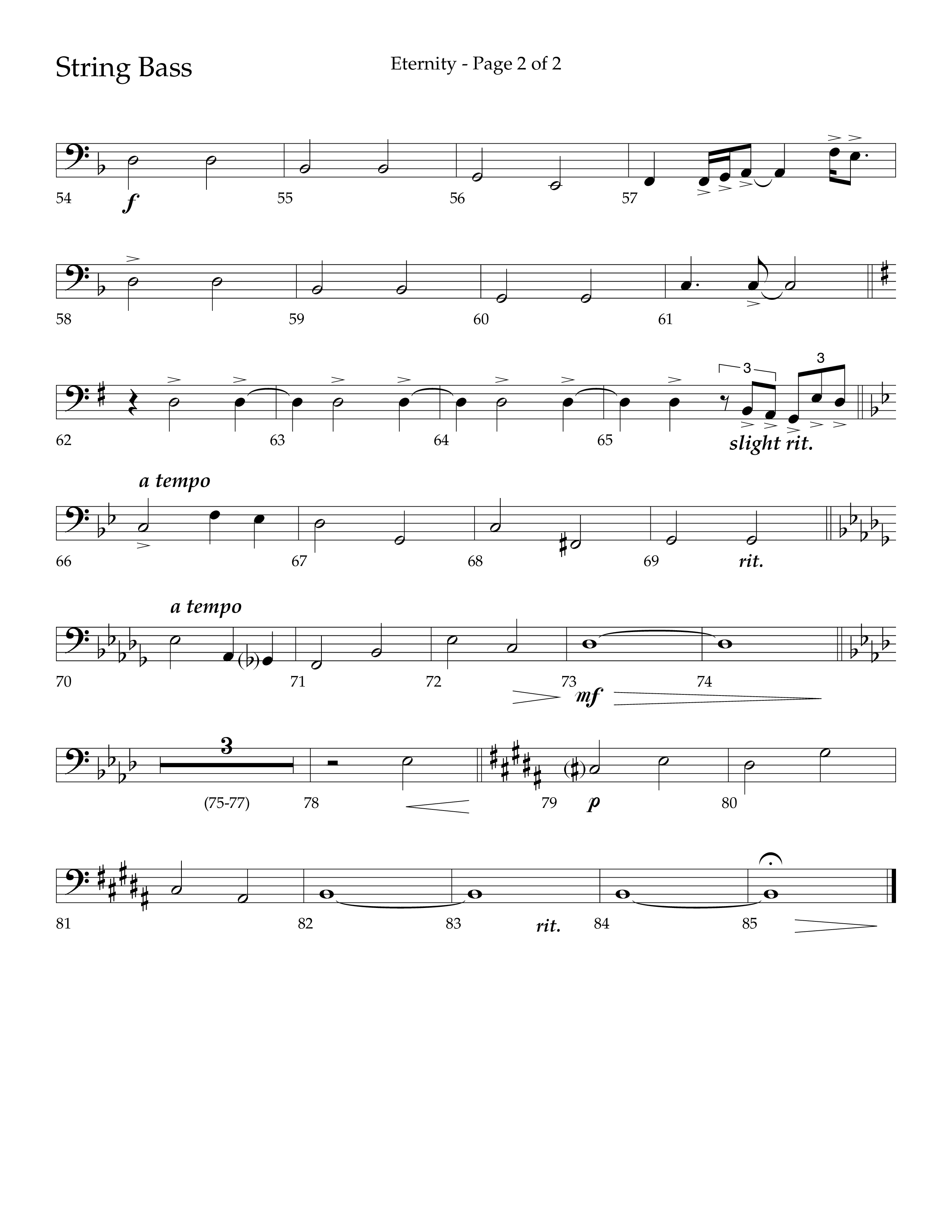 Eternity (Choral Anthem SATB) String Bass (Lifeway Choral / Arr. Bradley Knight)