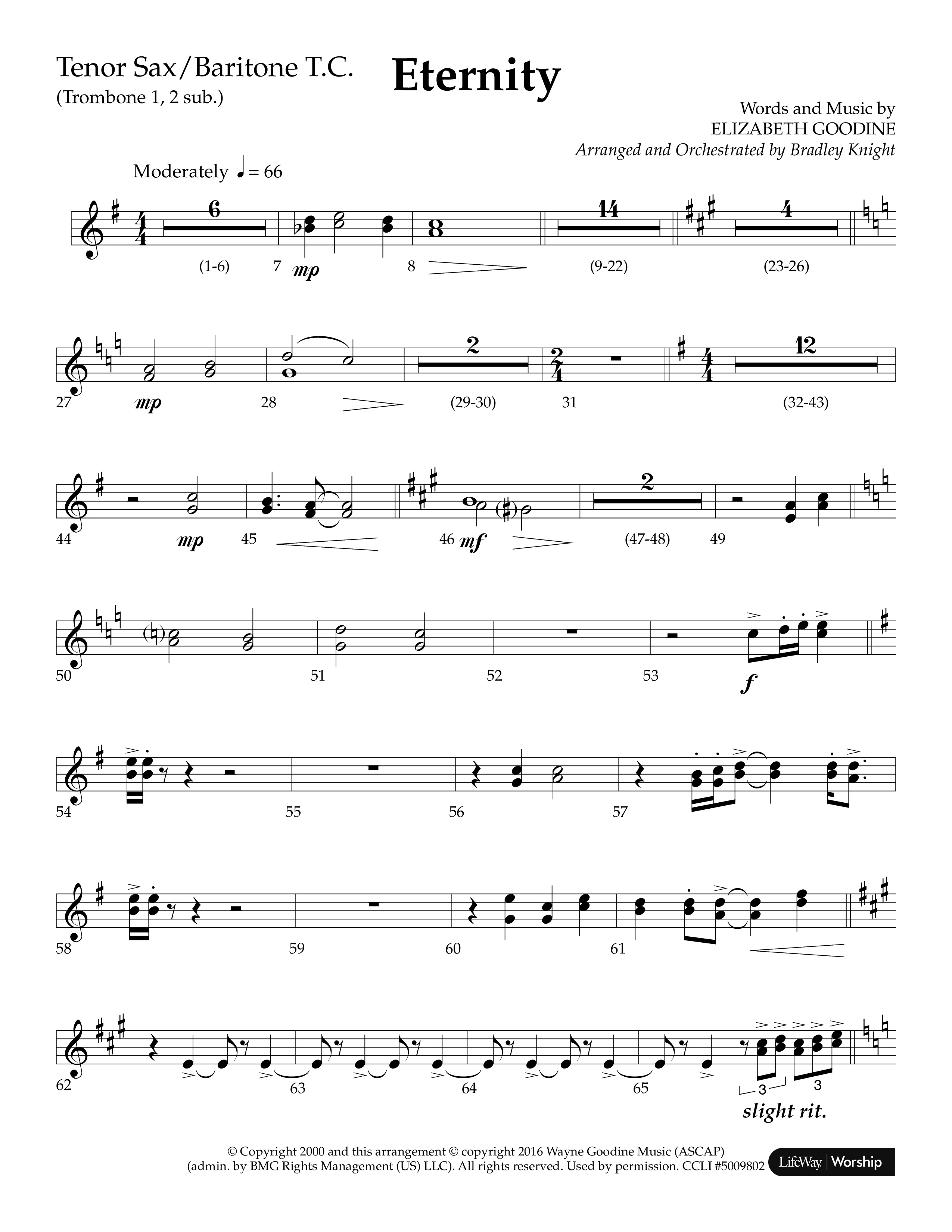 Eternity (Choral Anthem SATB) Tenor Sax/Baritone T.C. (Lifeway Choral / Arr. Bradley Knight)