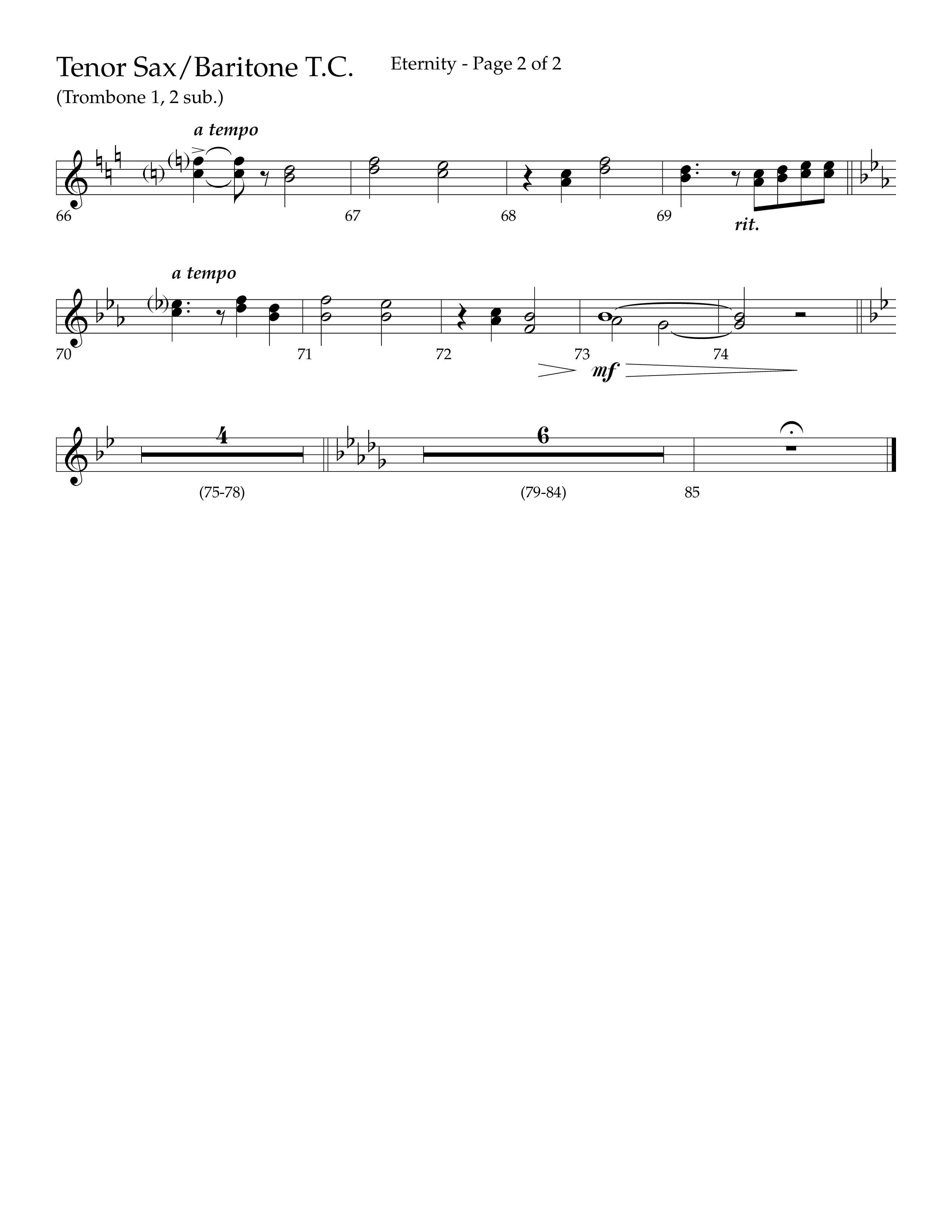Eternity (Choral Anthem SATB) Tenor Sax/Baritone T.C. (Lifeway Choral / Arr. Bradley Knight)