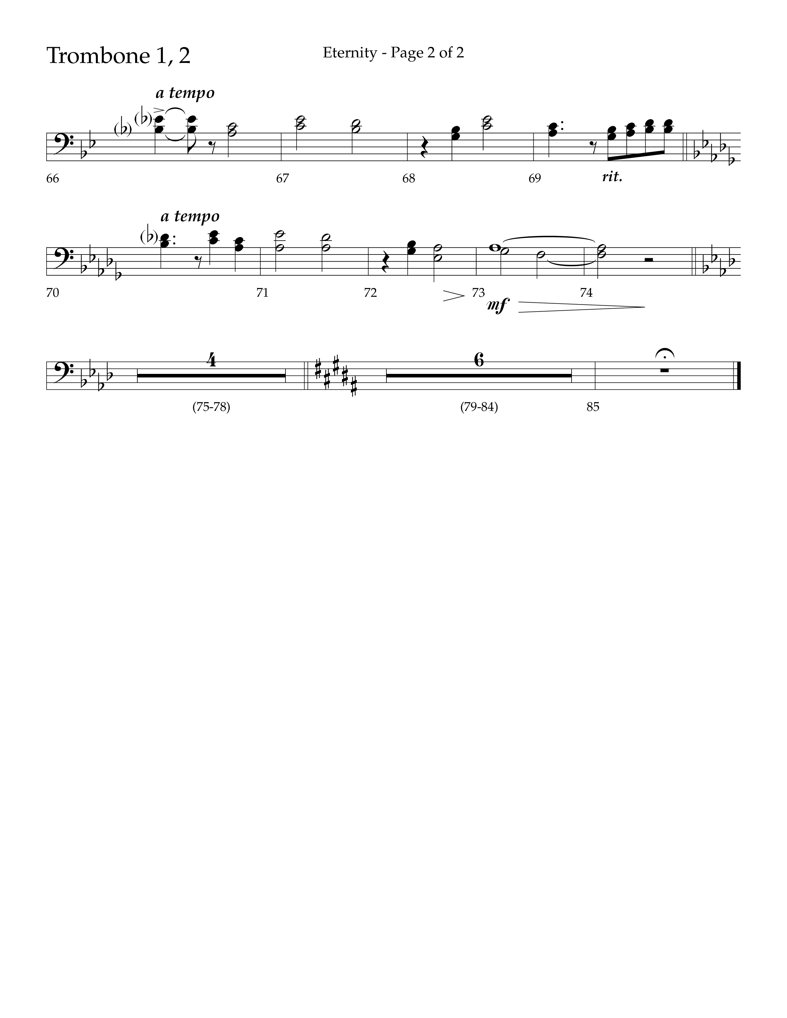 Eternity (Choral Anthem SATB) Trombone 1/2 (Lifeway Choral / Arr. Bradley Knight)