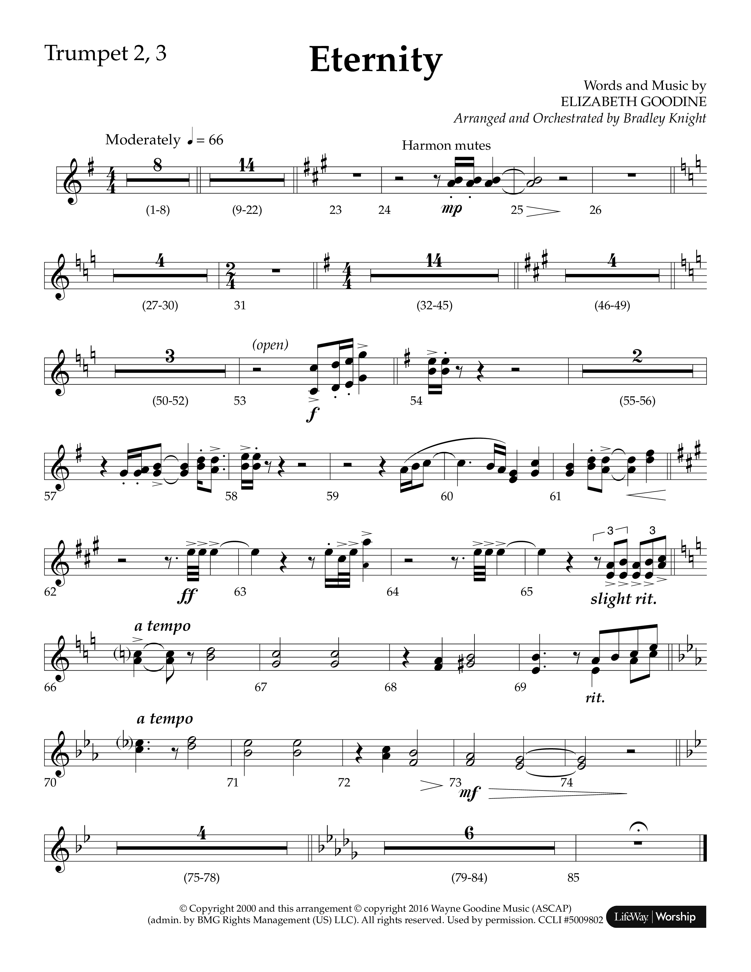 Eternity (Choral Anthem SATB) Trumpet 2/3 (Lifeway Choral / Arr. Bradley Knight)