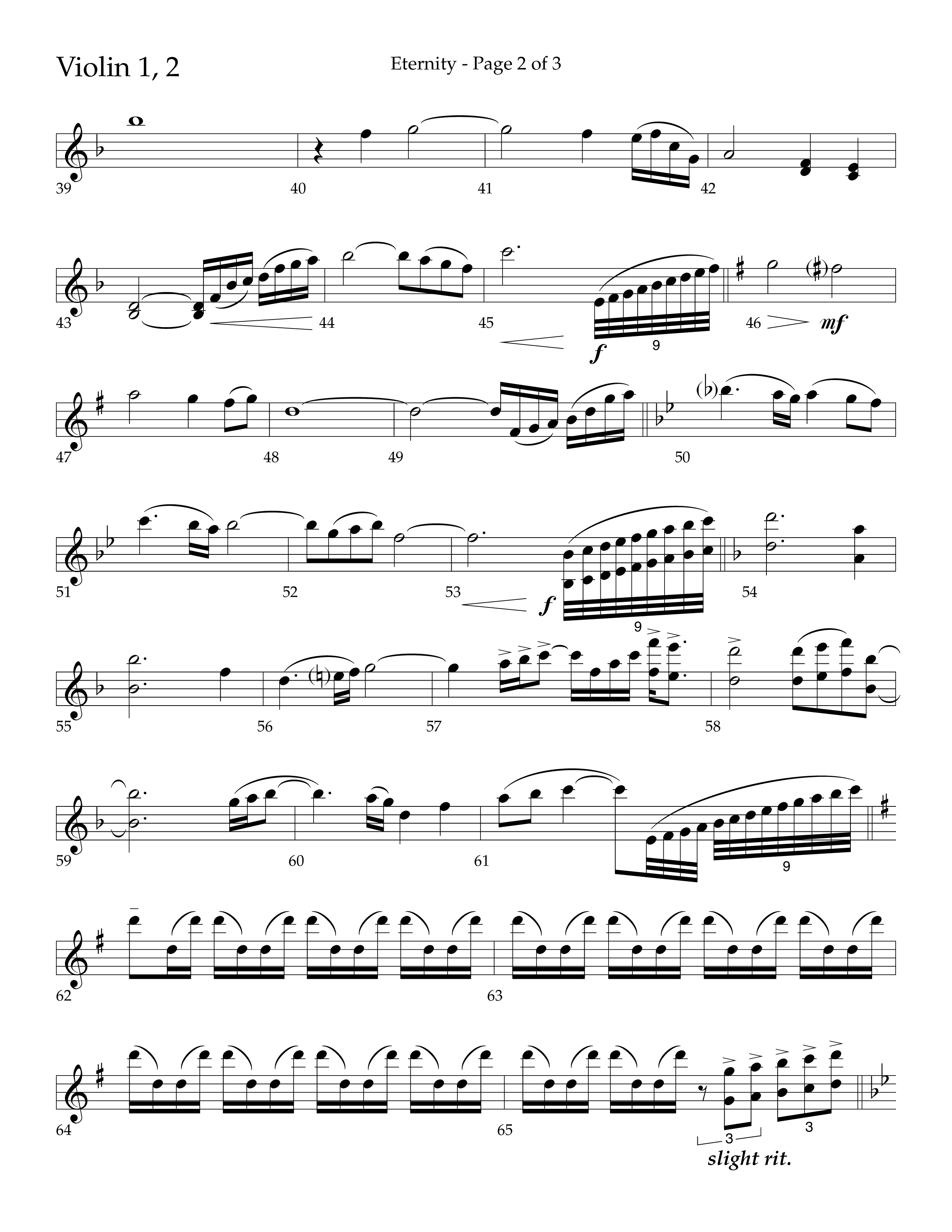 Eternity (Choral Anthem SATB) Violin 1/2 (Lifeway Choral / Arr. Bradley Knight)