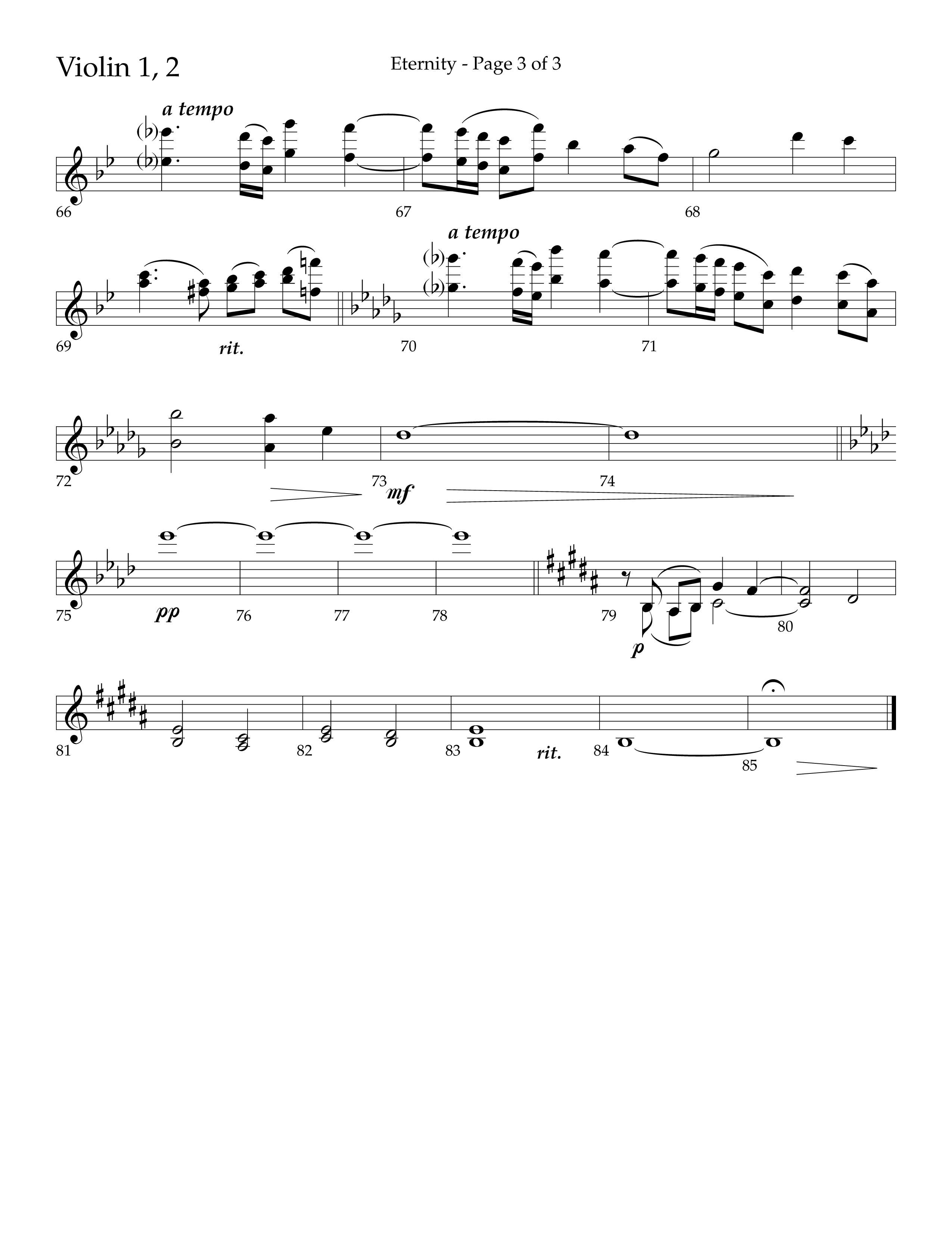 Eternity (Choral Anthem SATB) Violin 1/2 (Lifeway Choral / Arr. Bradley Knight)