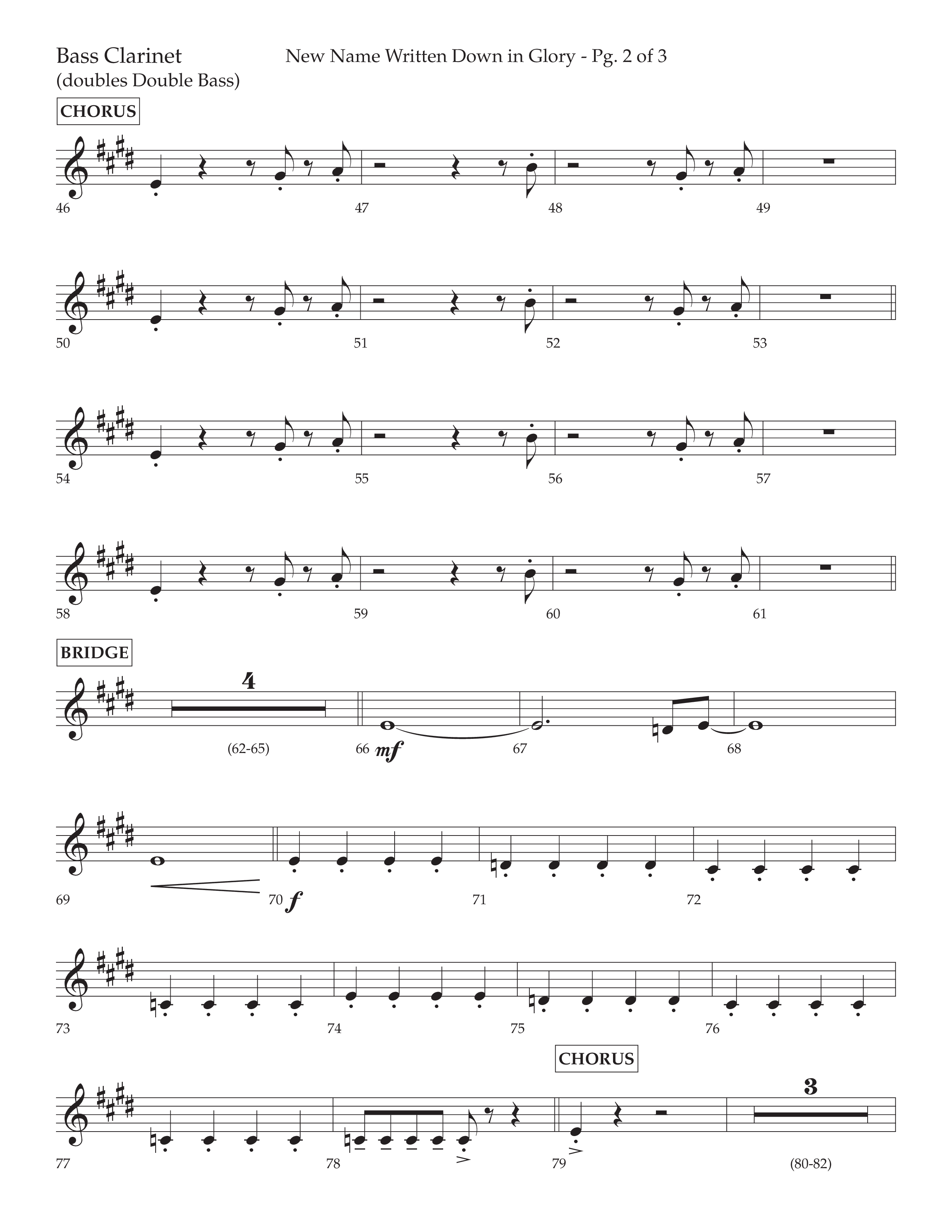 New Name Written Down In Glory (Choral Anthem SATB) Bass Clarinet (Lifeway Choral / Arr. David Wise / Orch. Bradley Knight)