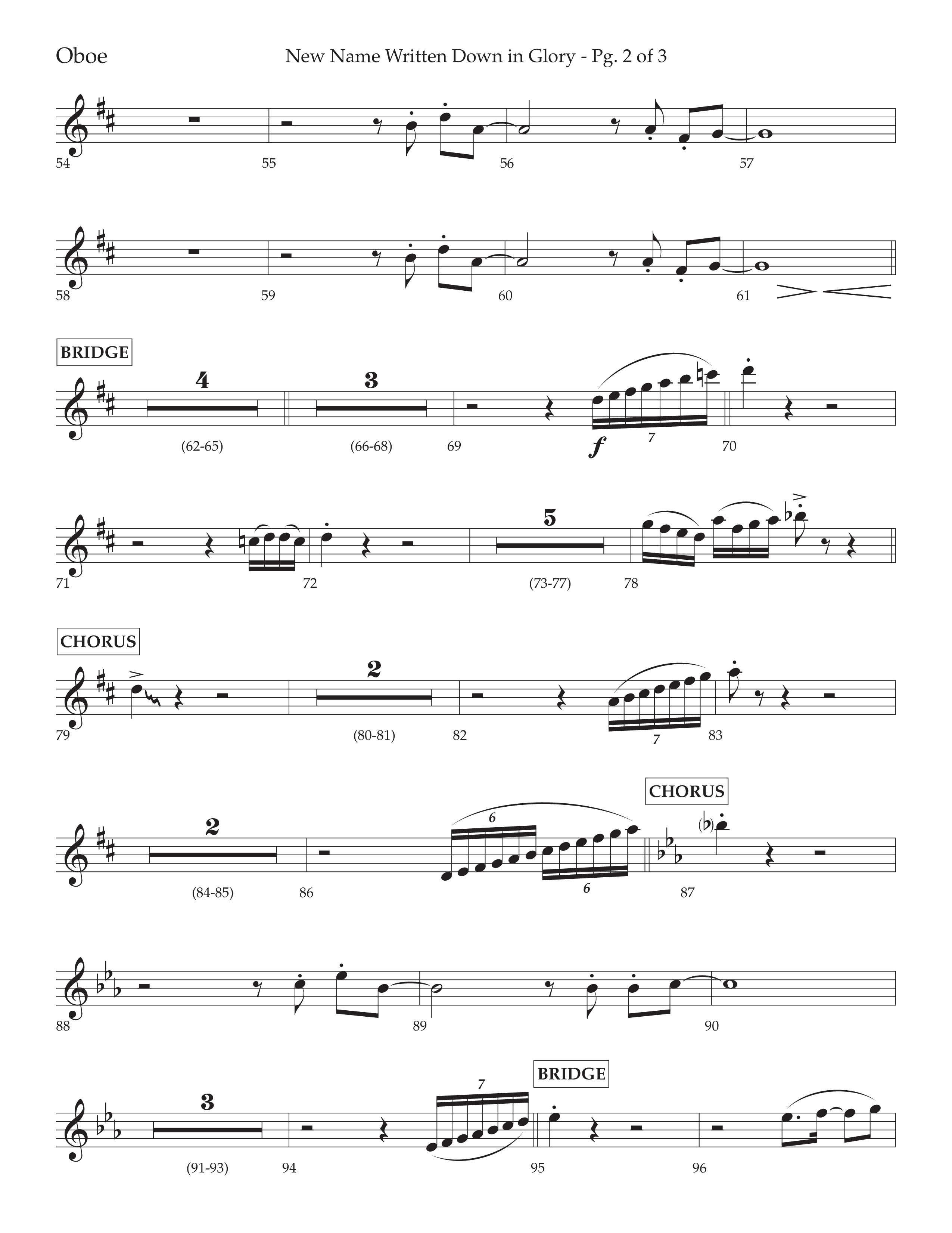 New Name Written Down In Glory (Choral Anthem SATB) Oboe (Lifeway Choral / Arr. David Wise / Orch. Bradley Knight)