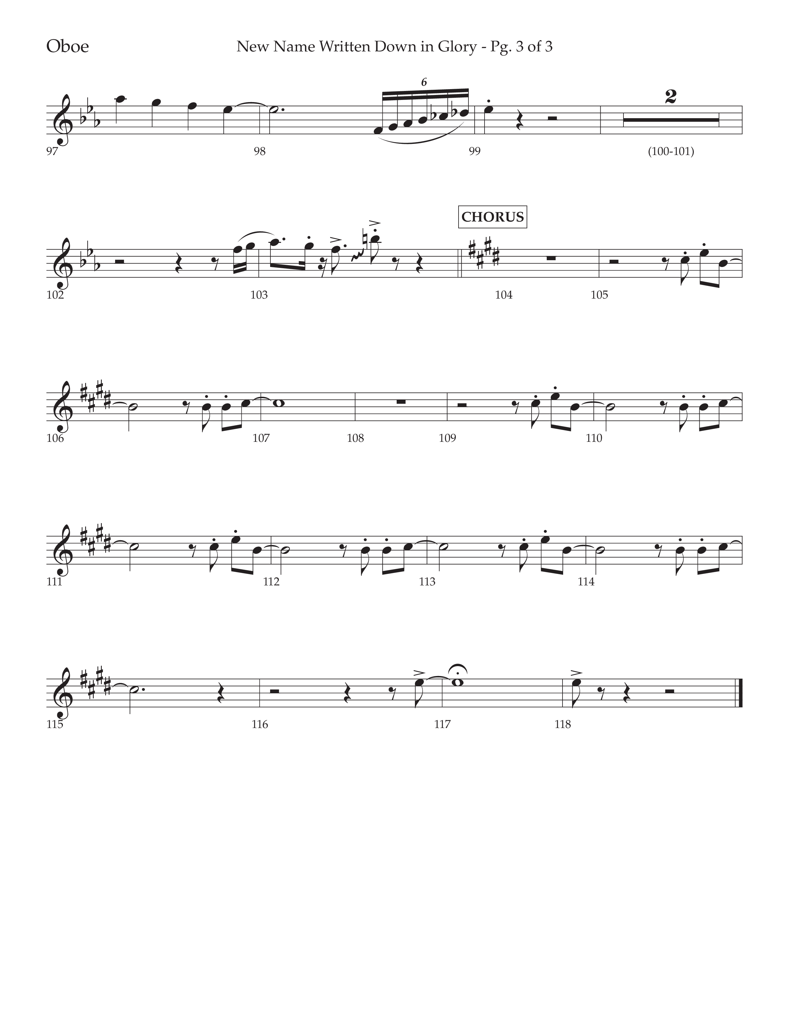 New Name Written Down In Glory (Choral Anthem SATB) Oboe (Lifeway Choral / Arr. David Wise / Orch. Bradley Knight)