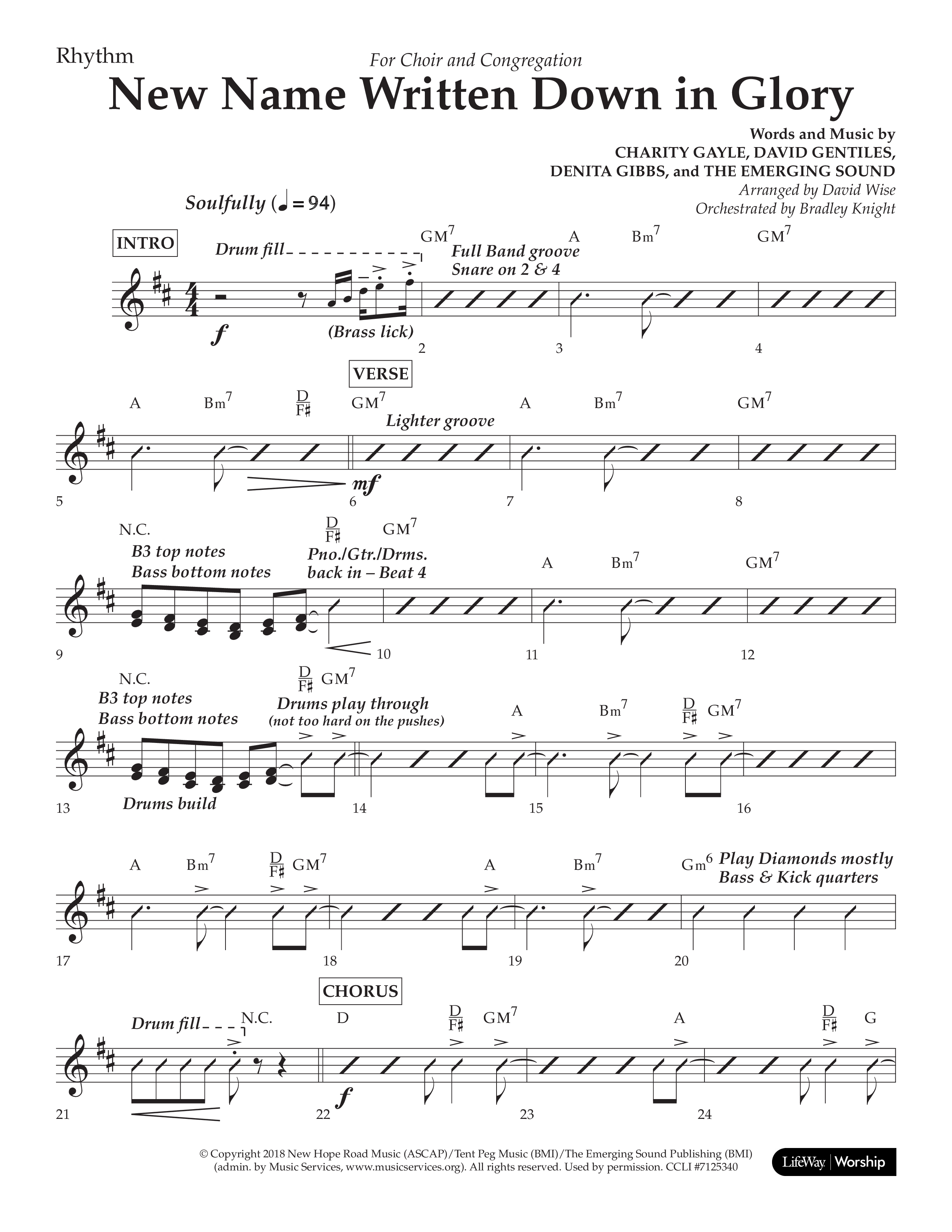 New Name Written Down In Glory (Choral Anthem SATB) Lead Melody & Rhythm (Lifeway Choral / Arr. David Wise / Orch. Bradley Knight)
