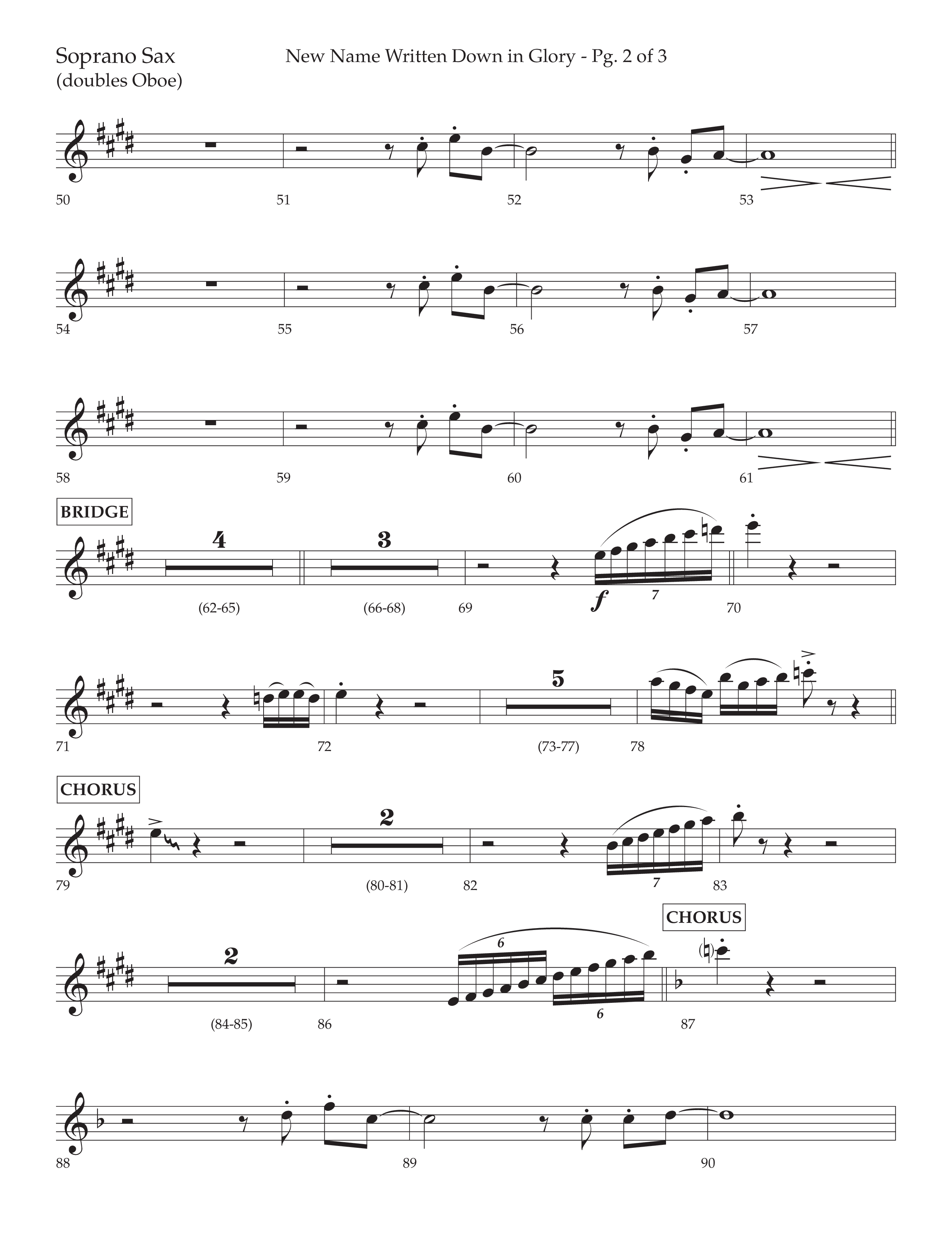 New Name Written Down In Glory (Choral Anthem SATB) Soprano Sax (Lifeway Choral / Arr. David Wise / Orch. Bradley Knight)