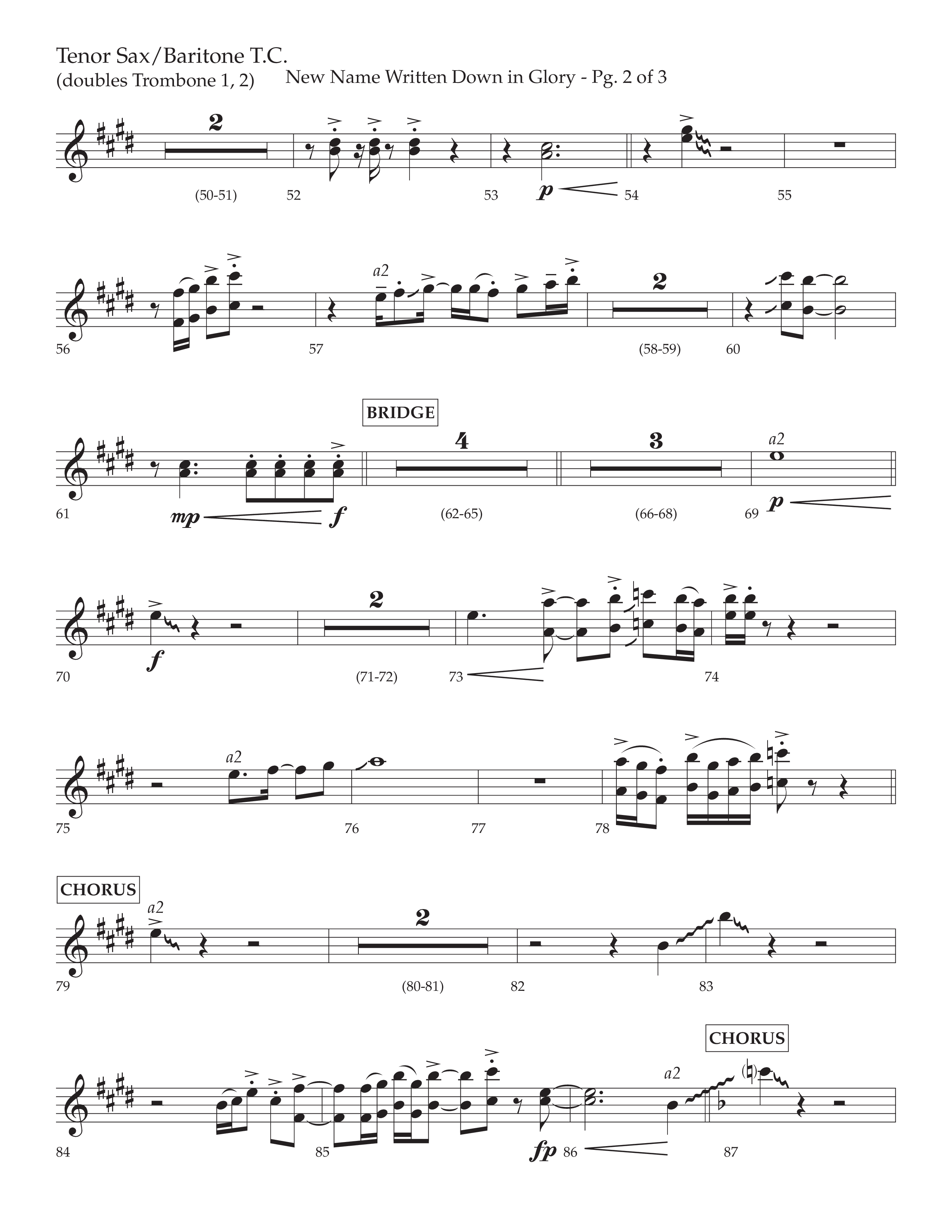 New Name Written Down In Glory (Choral Anthem SATB) Tenor Sax/Baritone T.C. (Lifeway Choral / Arr. David Wise / Orch. Bradley Knight)