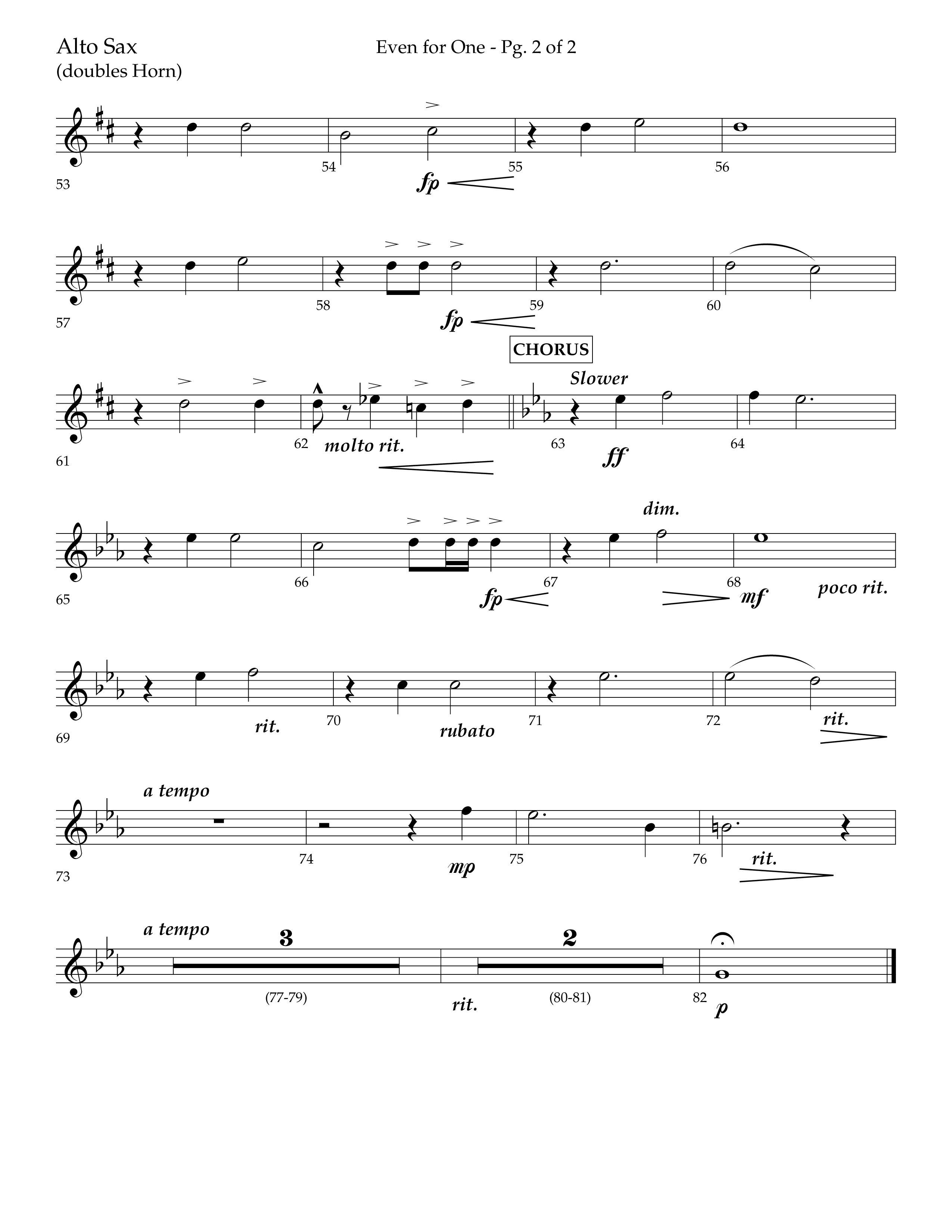 Even For One (Choral Anthem SATB) Alto Sax (Lifeway Choral / Arr. Marty Hamby)