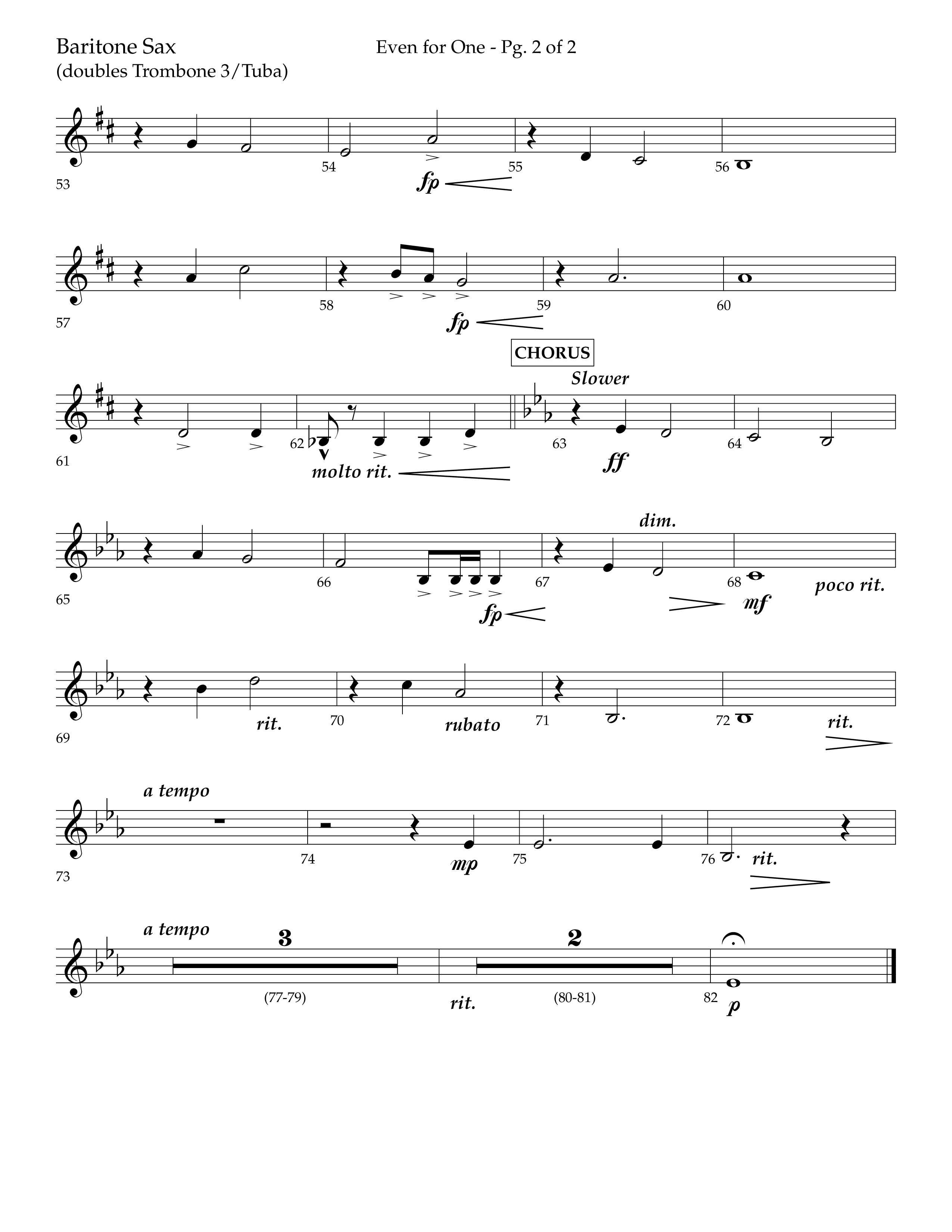 Even For One (Choral Anthem SATB) Bari Sax (Lifeway Choral / Arr. Marty Hamby)