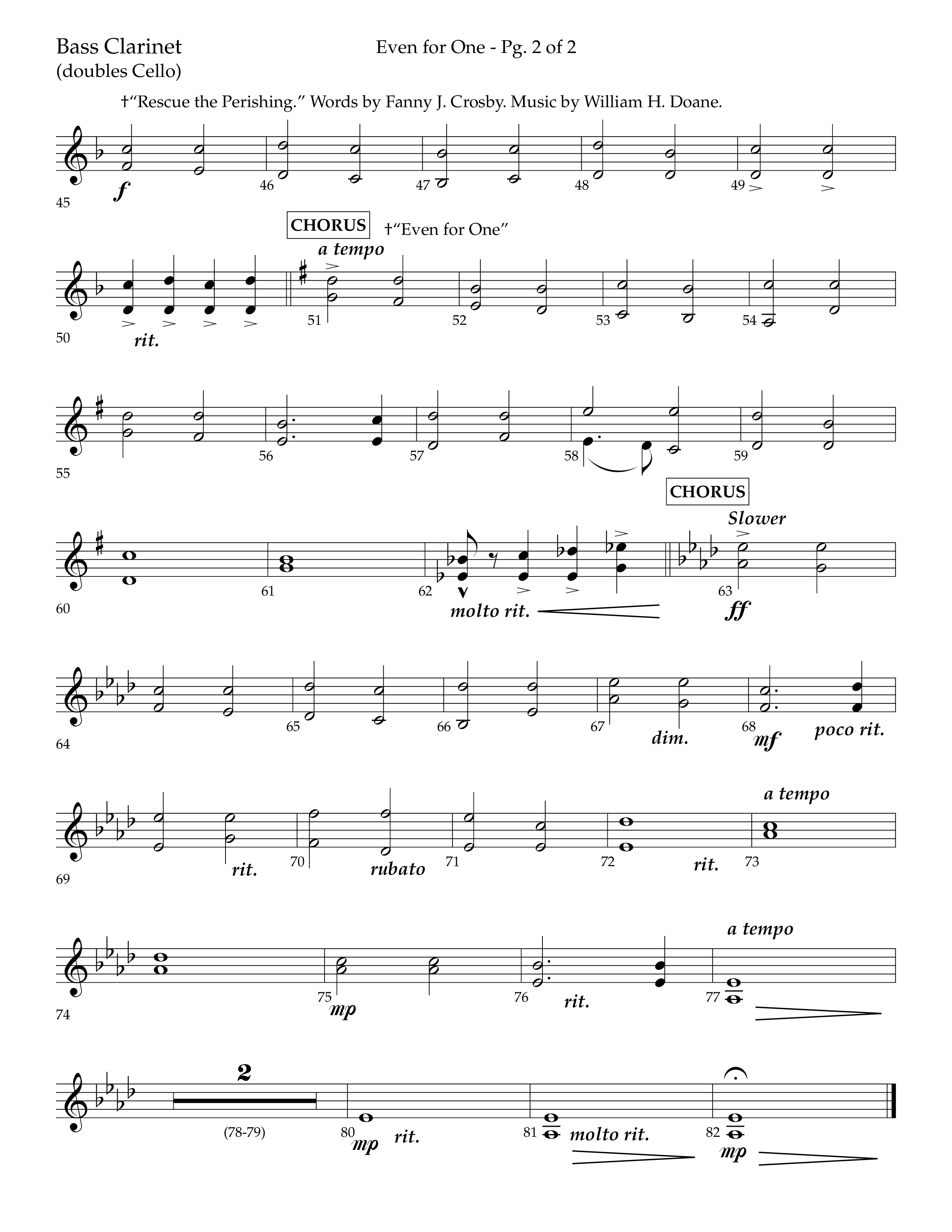 Even For One (Choral Anthem SATB) Bass Clarinet (Lifeway Choral / Arr. Marty Hamby)