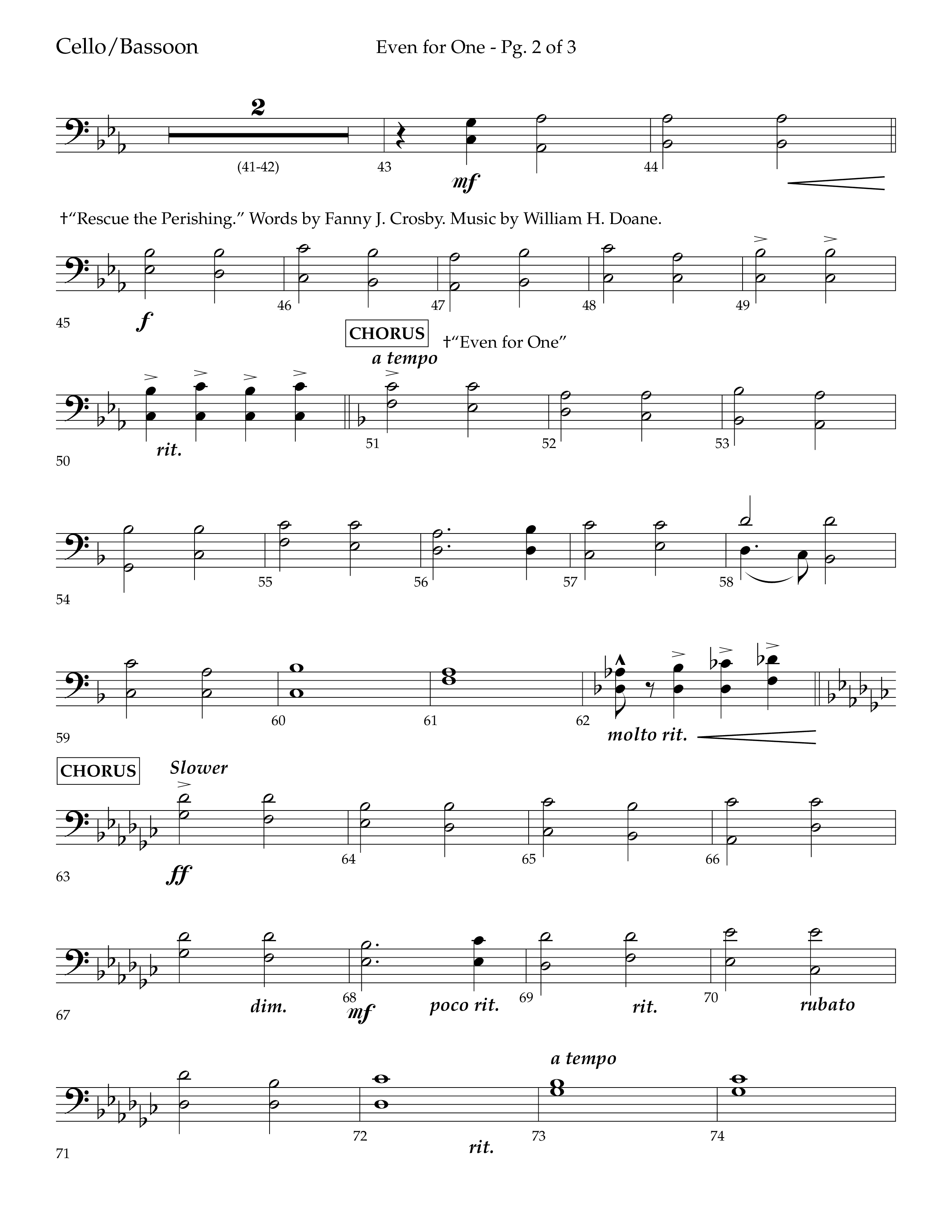 Even For One (Choral Anthem SATB) Cello (Lifeway Choral / Arr. Marty Hamby)