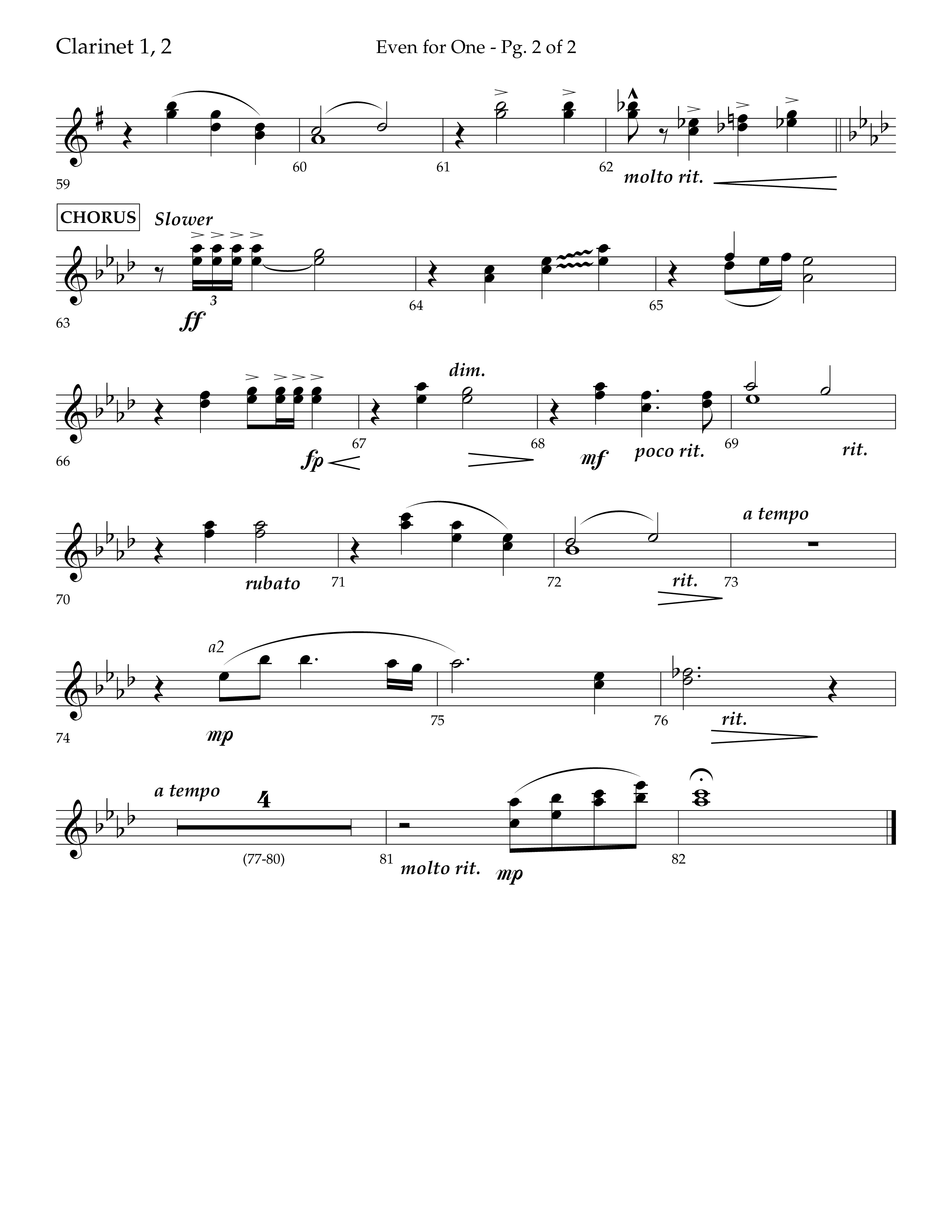 Even For One (Choral Anthem SATB) Clarinet 1/2 (Lifeway Choral / Arr. Marty Hamby)