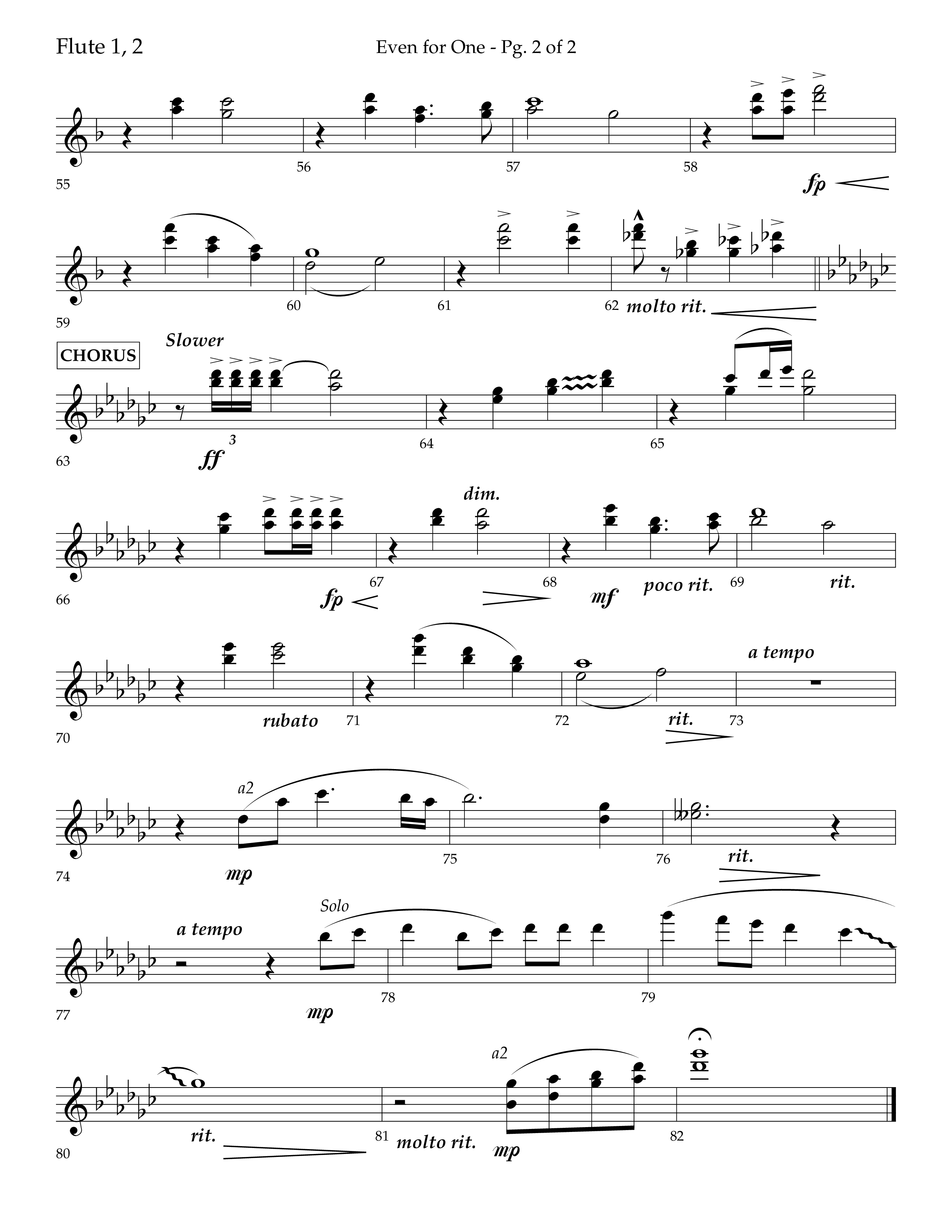 Even For One (Choral Anthem SATB) Flute 1/2 (Lifeway Choral / Arr. Marty Hamby)