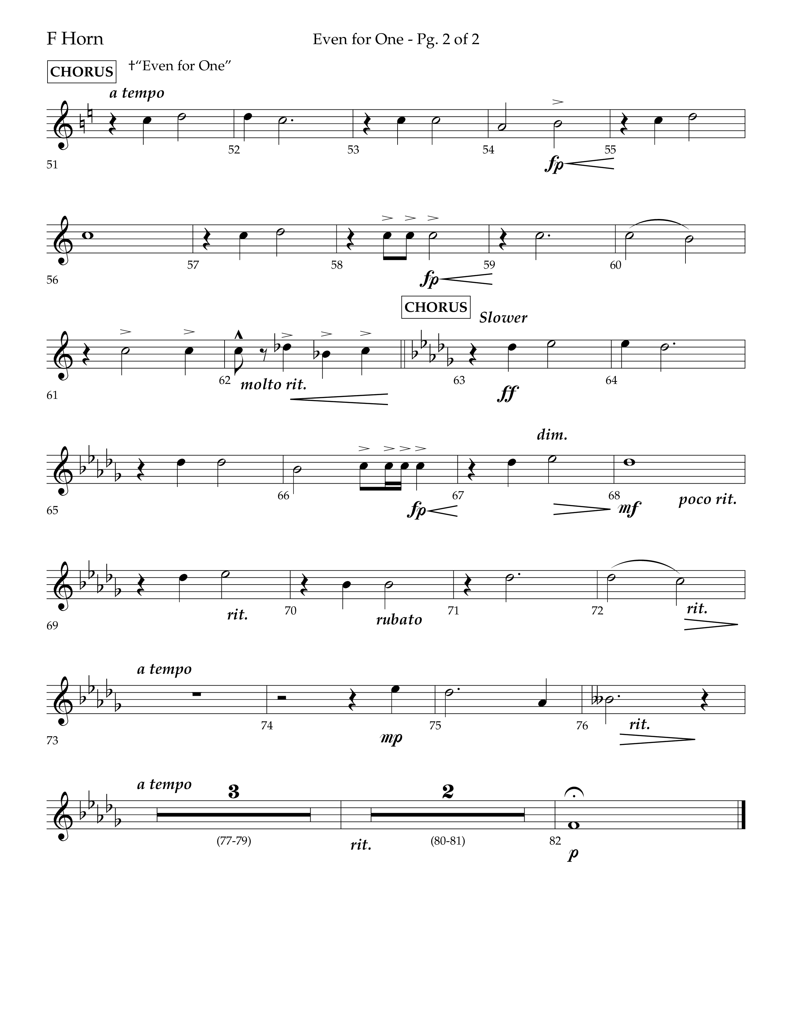 Even For One (Choral Anthem SATB) French Horn (Lifeway Choral / Arr. Marty Hamby)