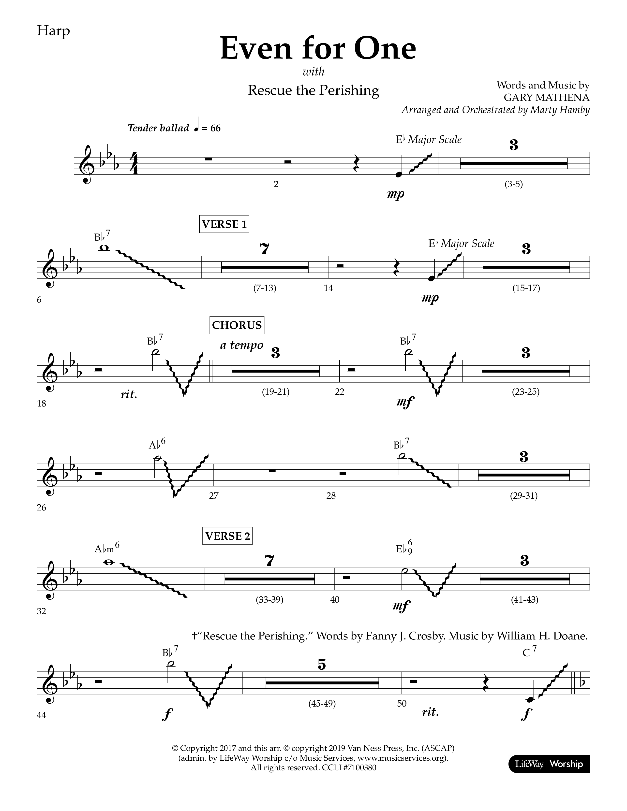 Even For One (Choral Anthem SATB) Harp (Lifeway Choral / Arr. Marty Hamby)