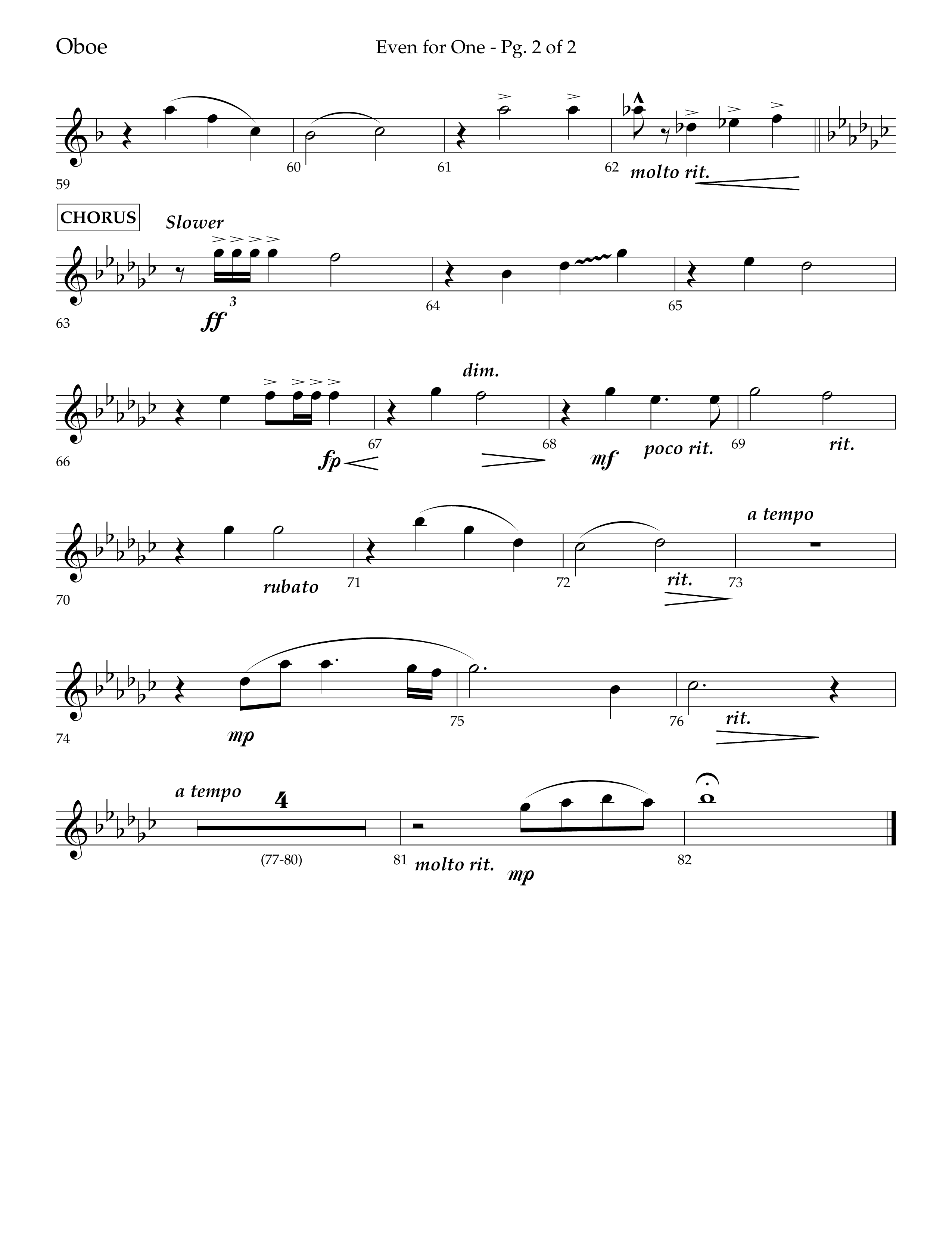 Even For One (Choral Anthem SATB) Oboe (Lifeway Choral / Arr. Marty Hamby)