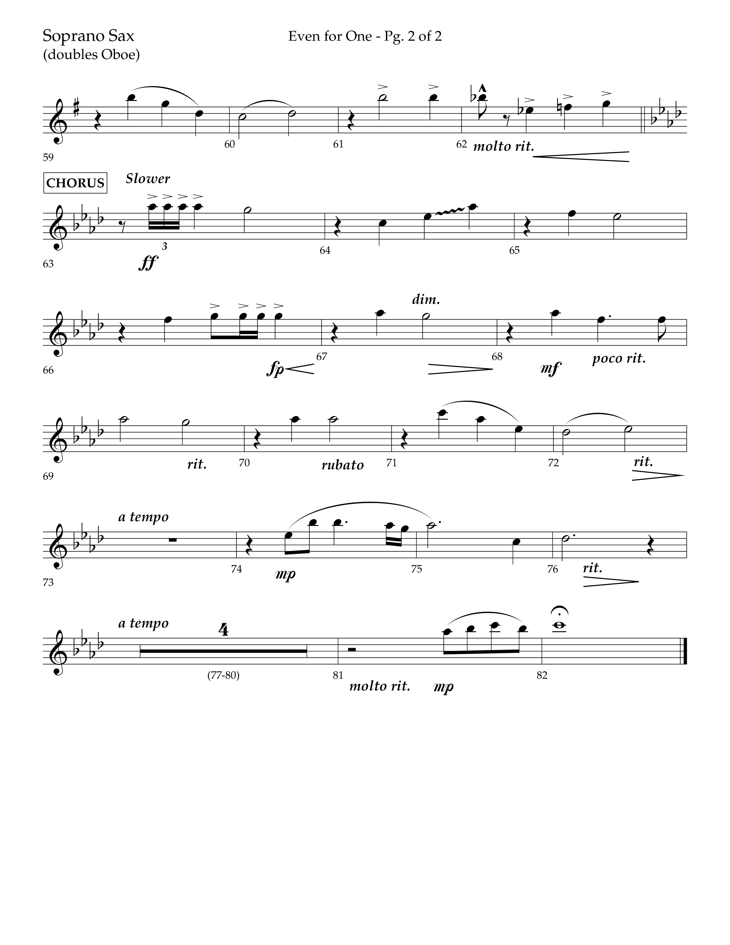 Even For One (Choral Anthem SATB) Soprano Sax (Lifeway Choral / Arr. Marty Hamby)