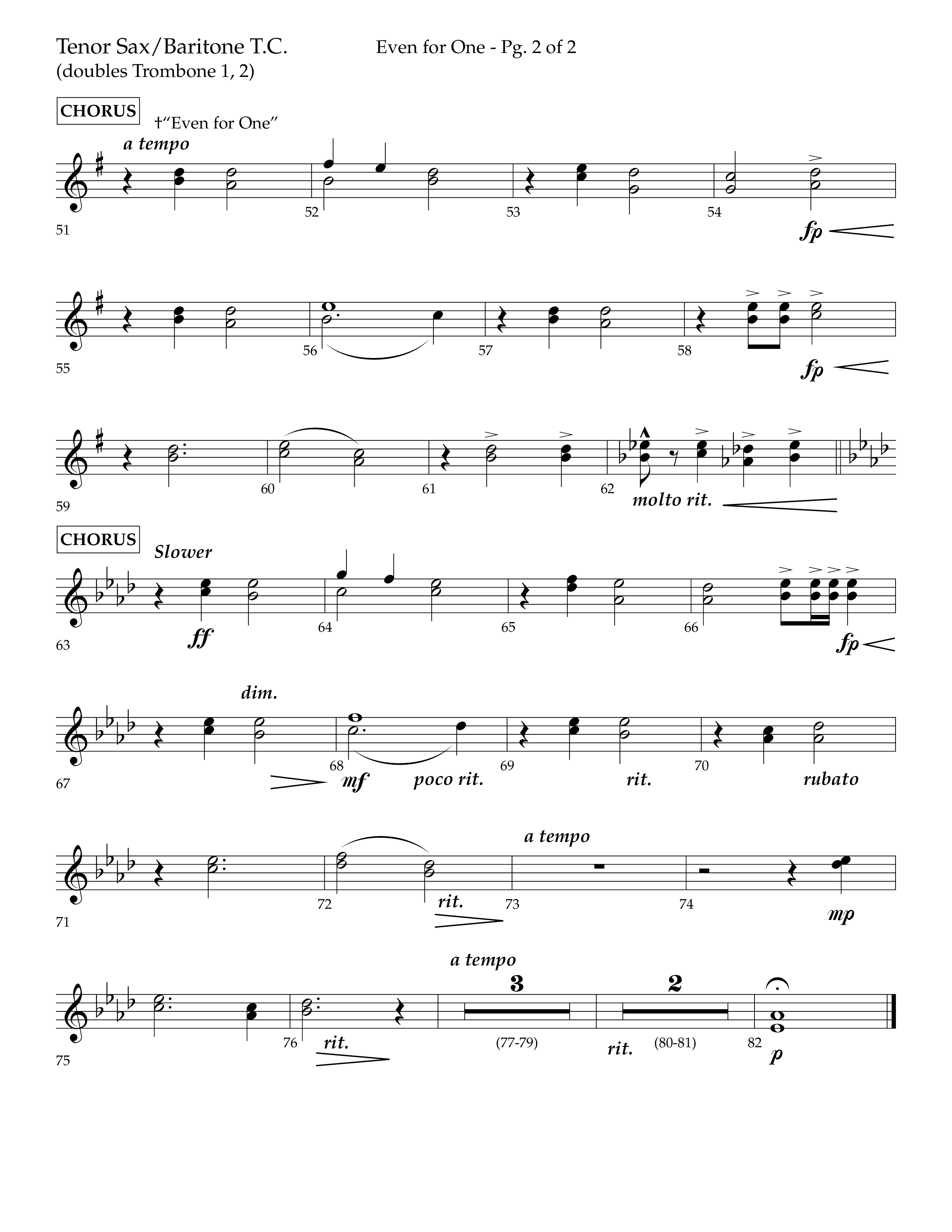Even For One (Choral Anthem SATB) Tenor Sax/Baritone T.C. (Lifeway Choral / Arr. Marty Hamby)