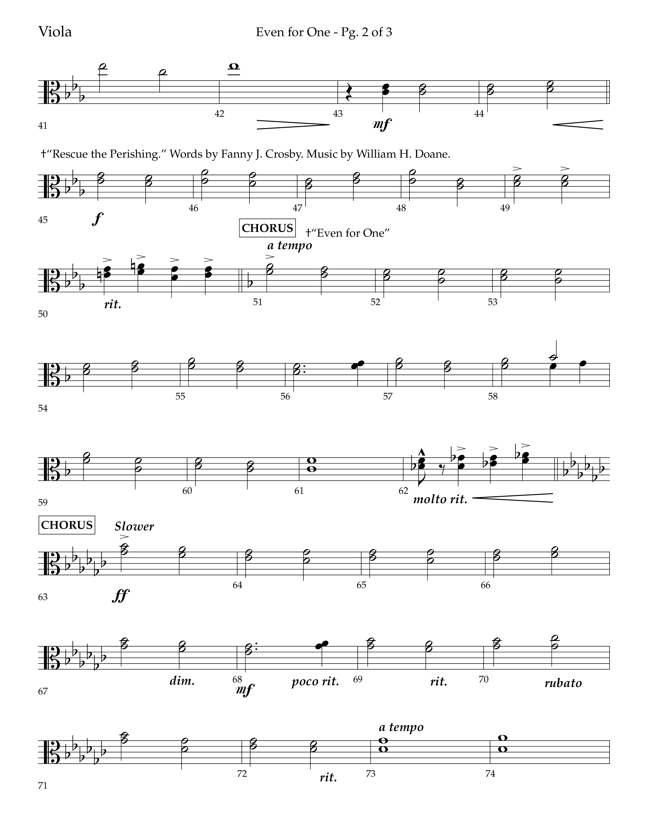 Even For One (Choral Anthem SATB) Viola (Lifeway Choral / Arr. Marty Hamby)