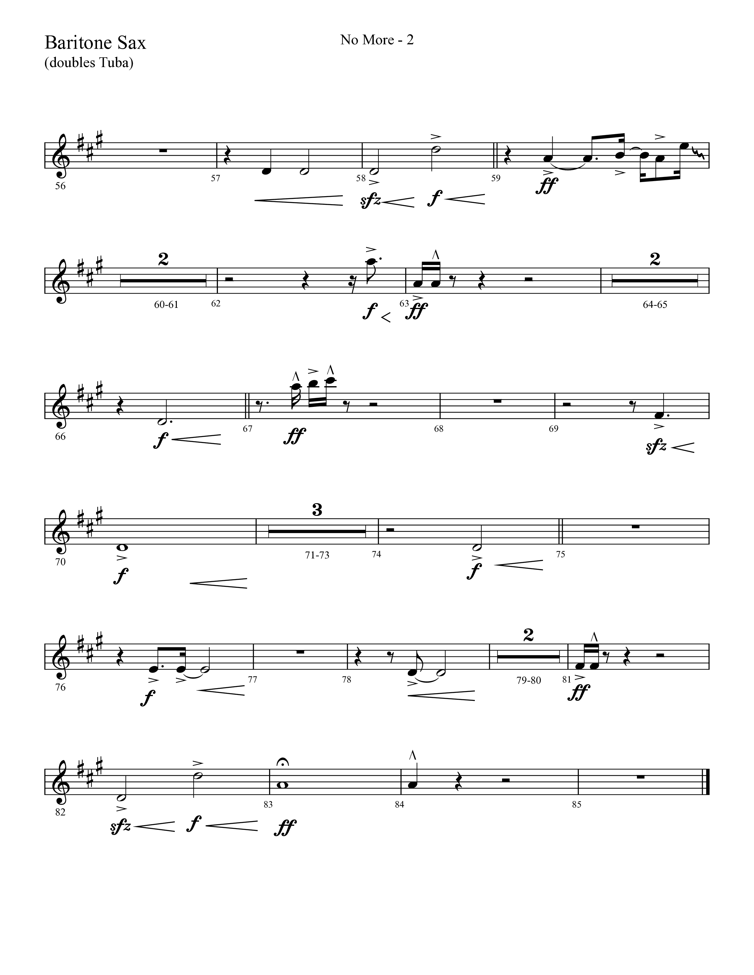 No More (Choral Anthem SATB) Bari Sax (Lifeway Choral / Arr. Cliff Duren)