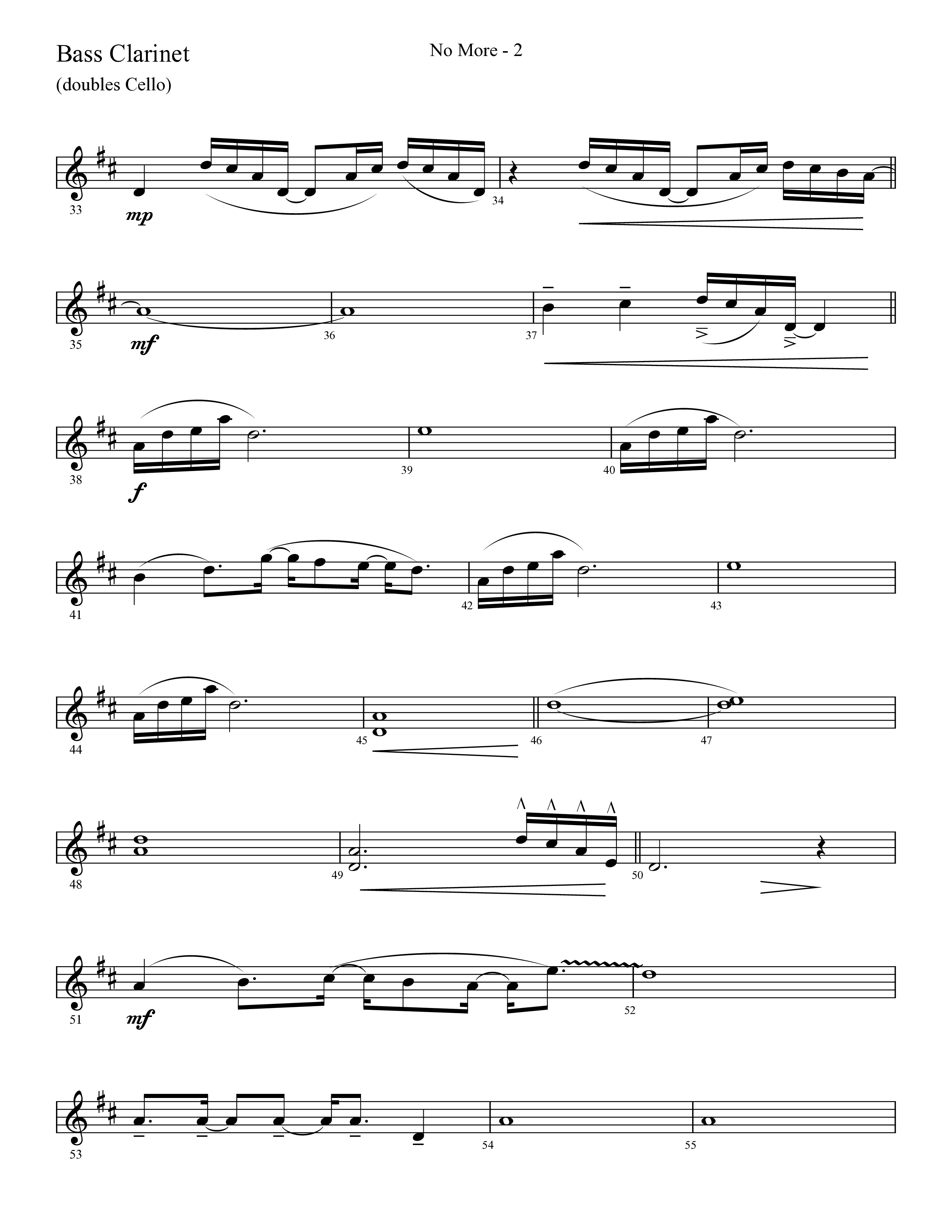 No More (Choral Anthem SATB) Bass Clarinet (Lifeway Choral / Arr. Cliff Duren)