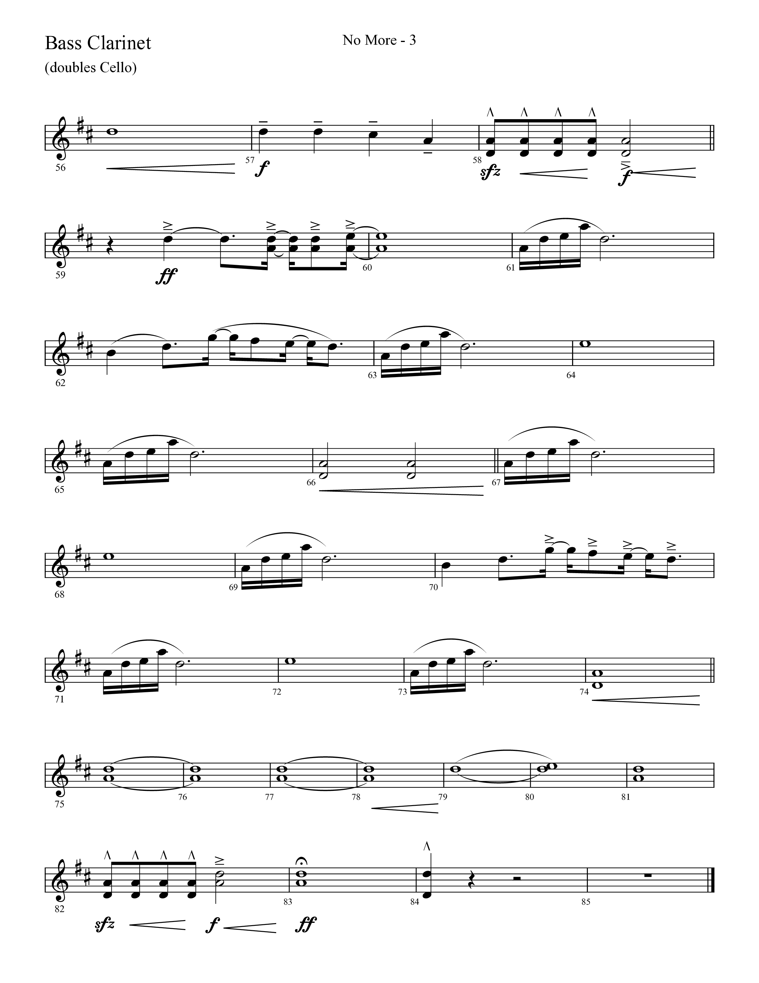 No More (Choral Anthem SATB) Bass Clarinet (Lifeway Choral / Arr. Cliff Duren)