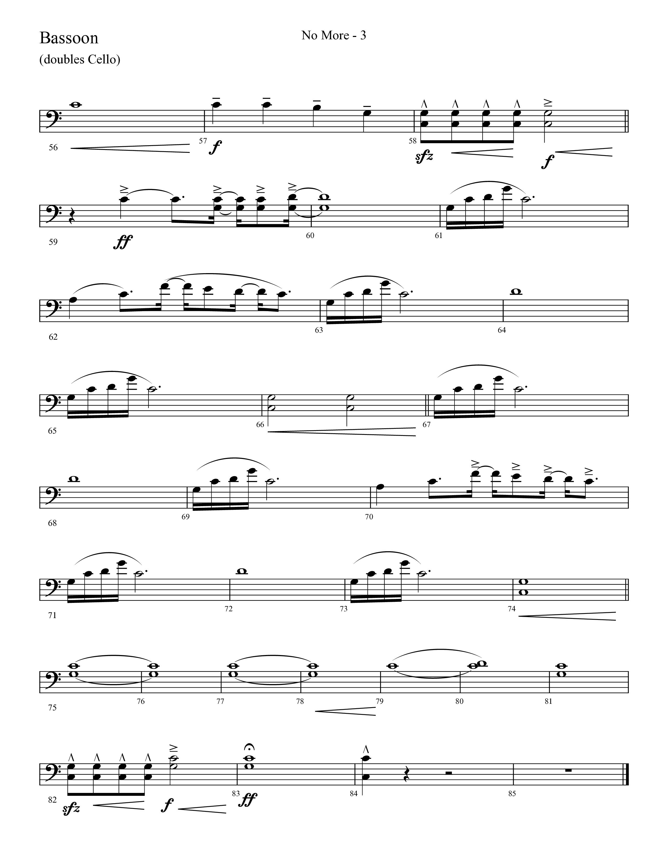 No More (Choral Anthem SATB) Bassoon (Lifeway Choral / Arr. Cliff Duren)