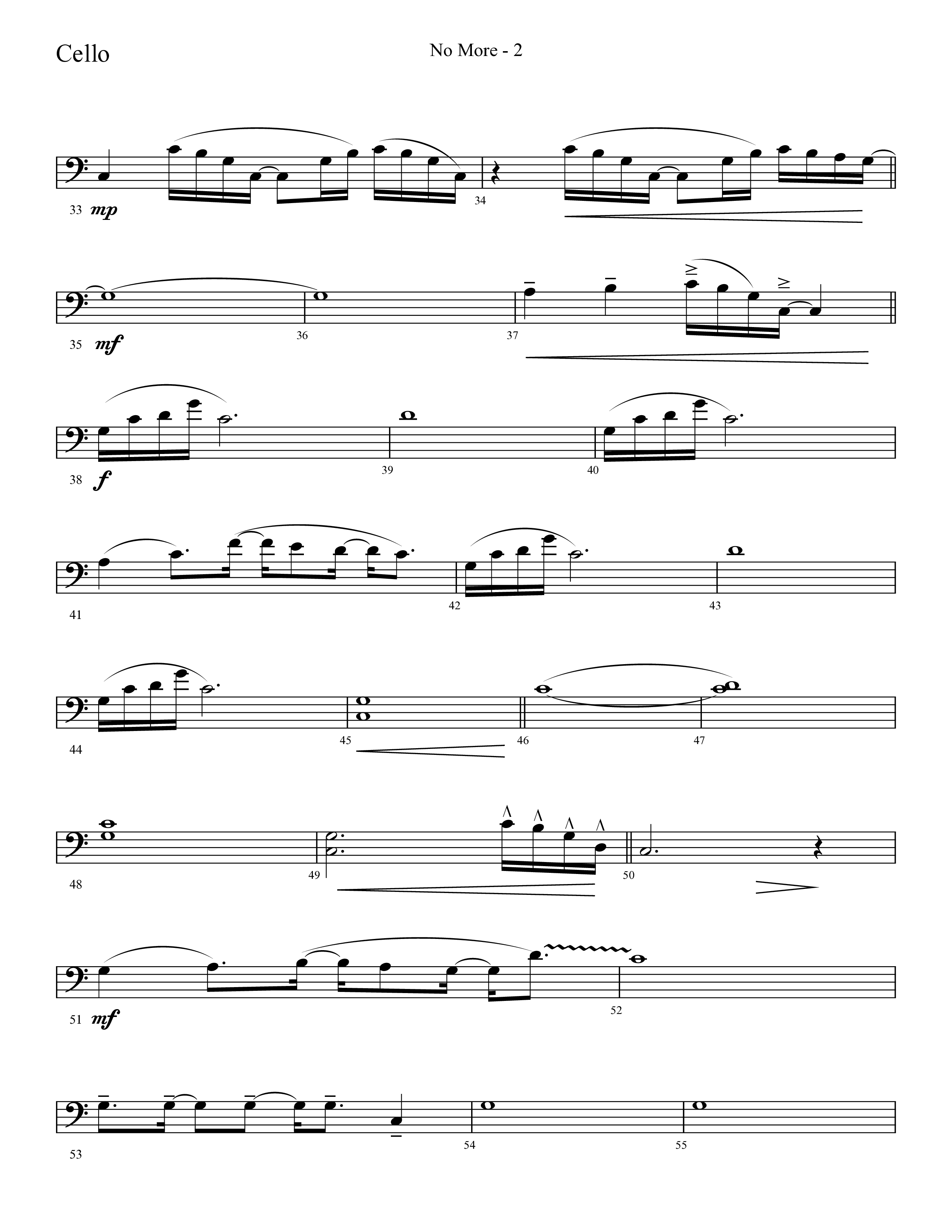 No More (Choral Anthem SATB) Cello (Lifeway Choral / Arr. Cliff Duren)