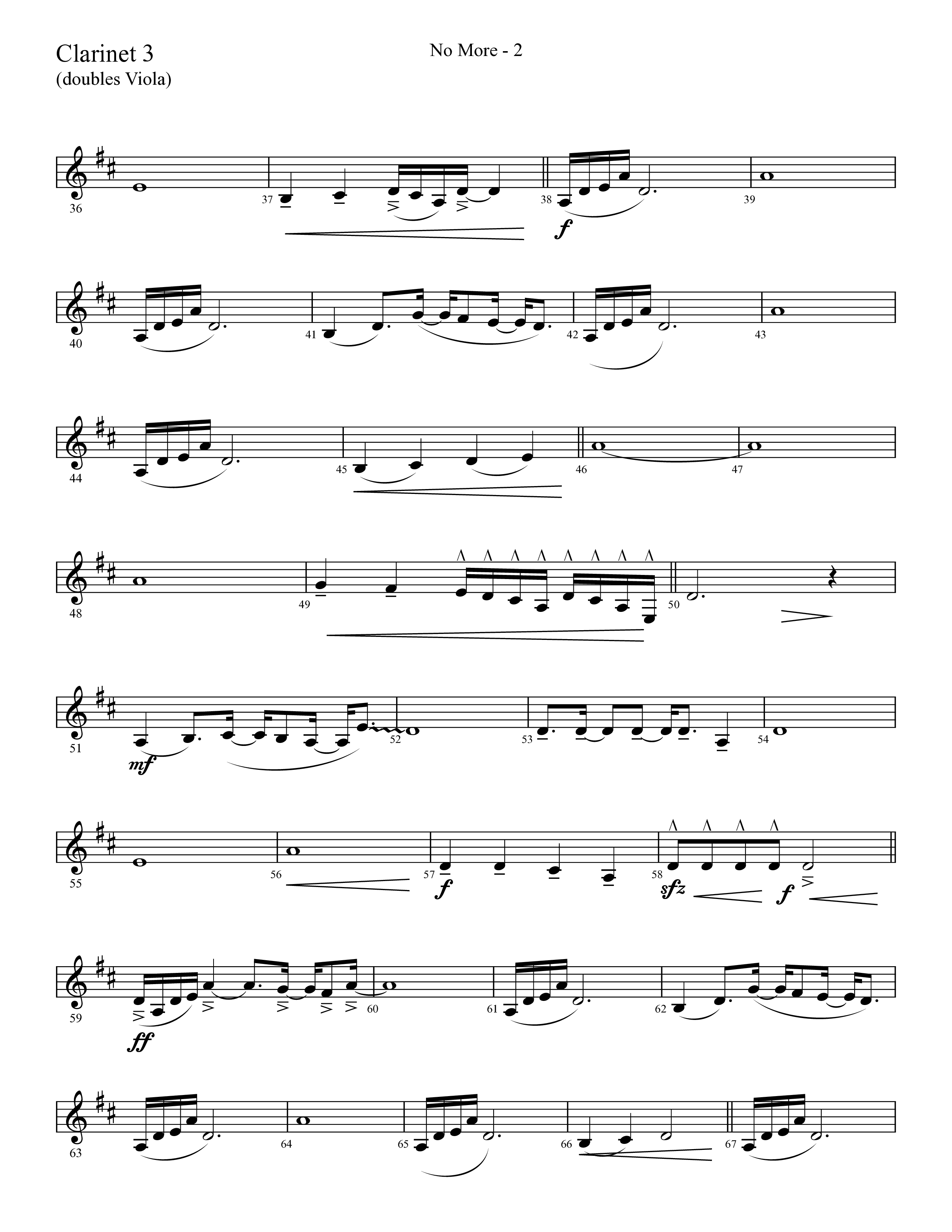 No More (Choral Anthem SATB) Clarinet 3 (Lifeway Choral / Arr. Cliff Duren)