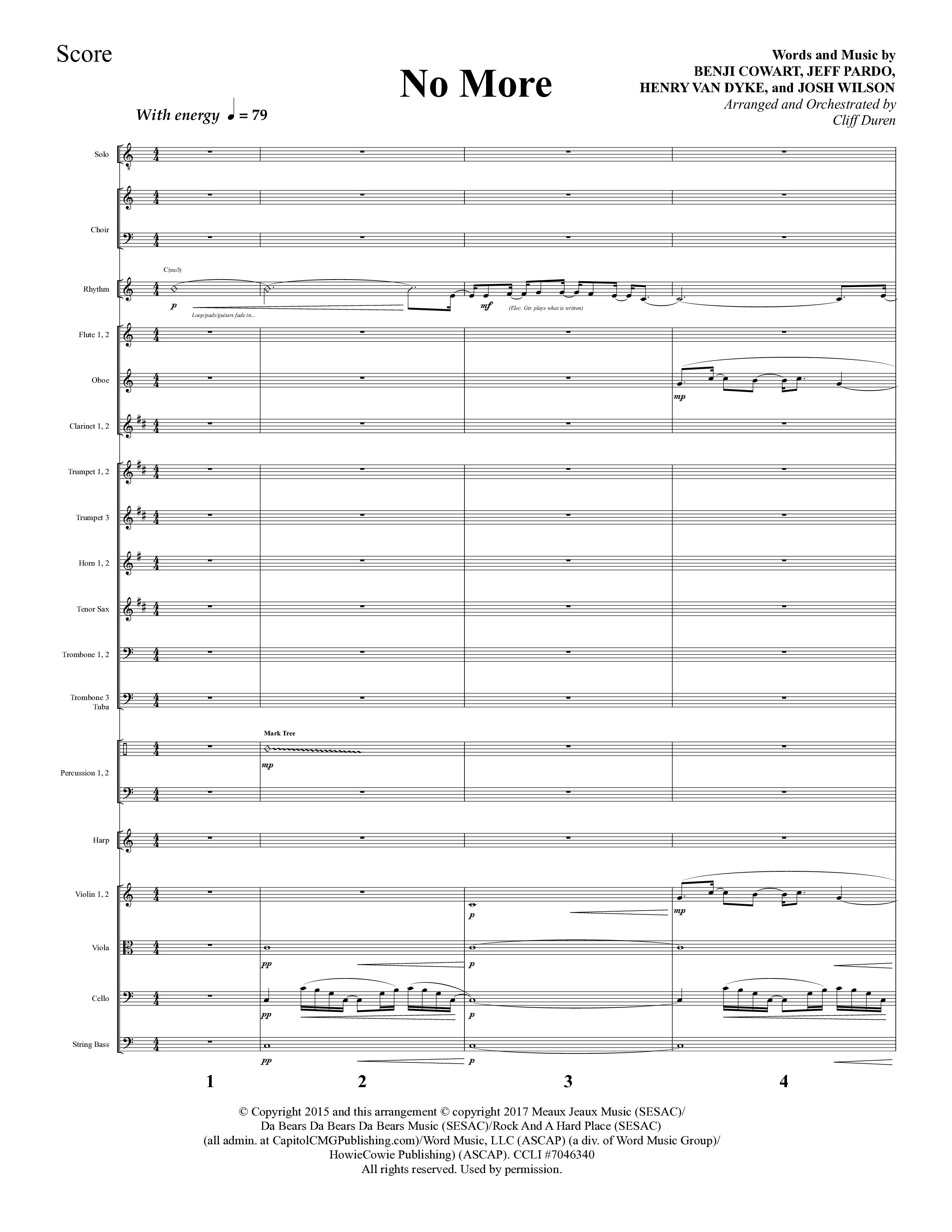 No More (Choral Anthem SATB) Conductor's Score (Lifeway Choral / Arr. Cliff Duren)