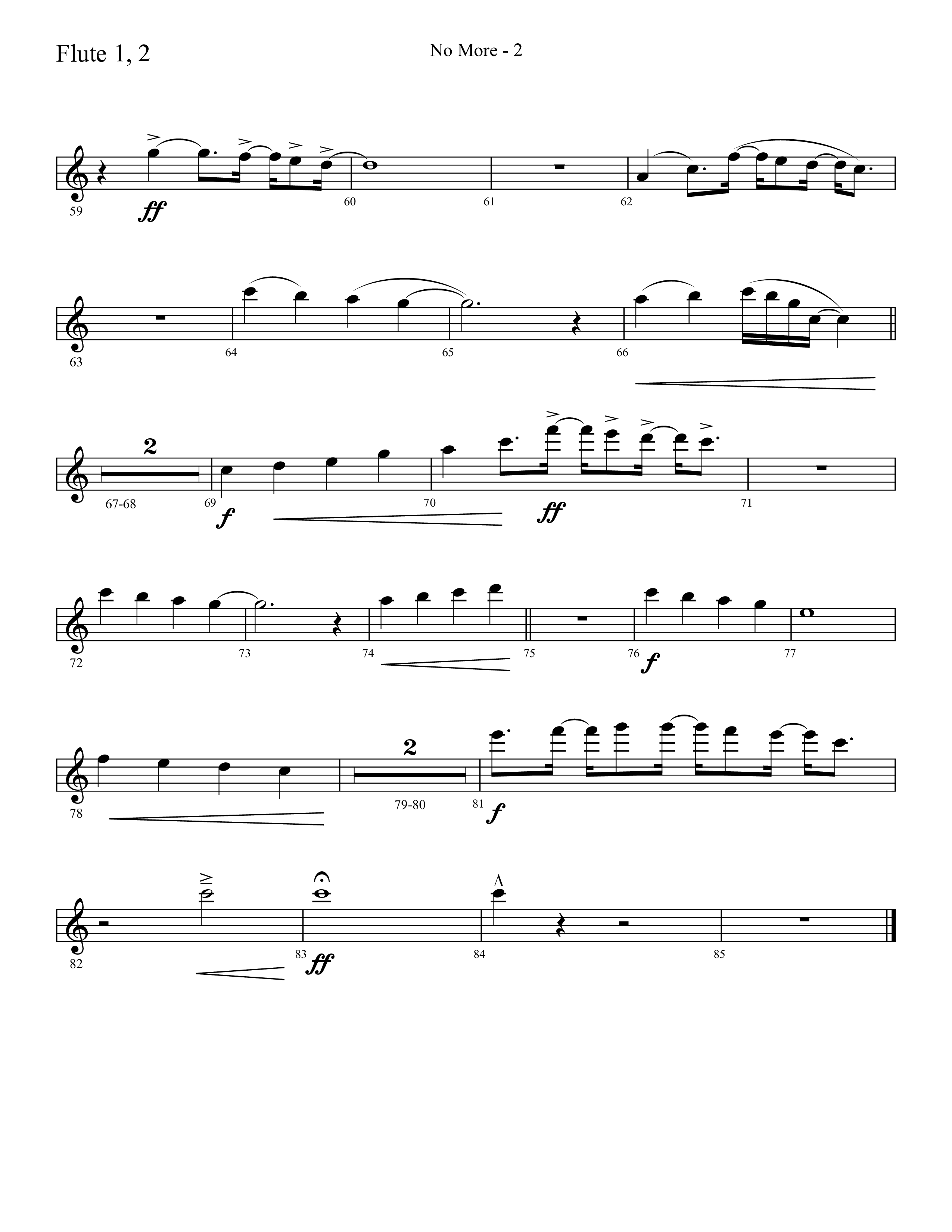 No More (Choral Anthem SATB) Flute 1/2 (Lifeway Choral / Arr. Cliff Duren)