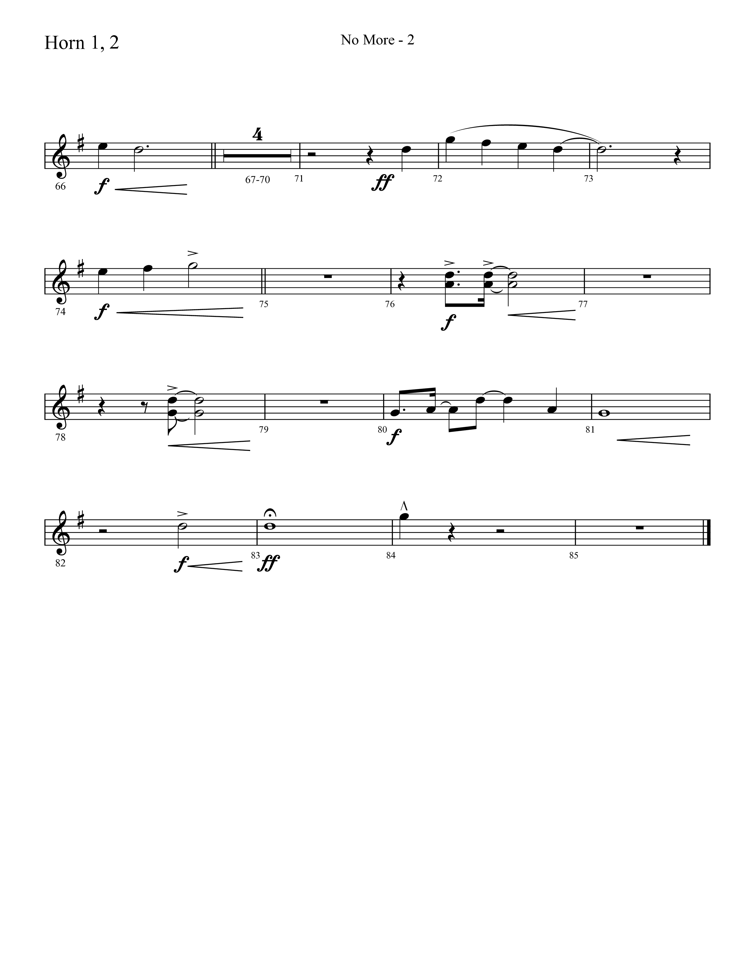 No More (Choral Anthem SATB) French Horn 1/2 (Lifeway Choral / Arr. Cliff Duren)