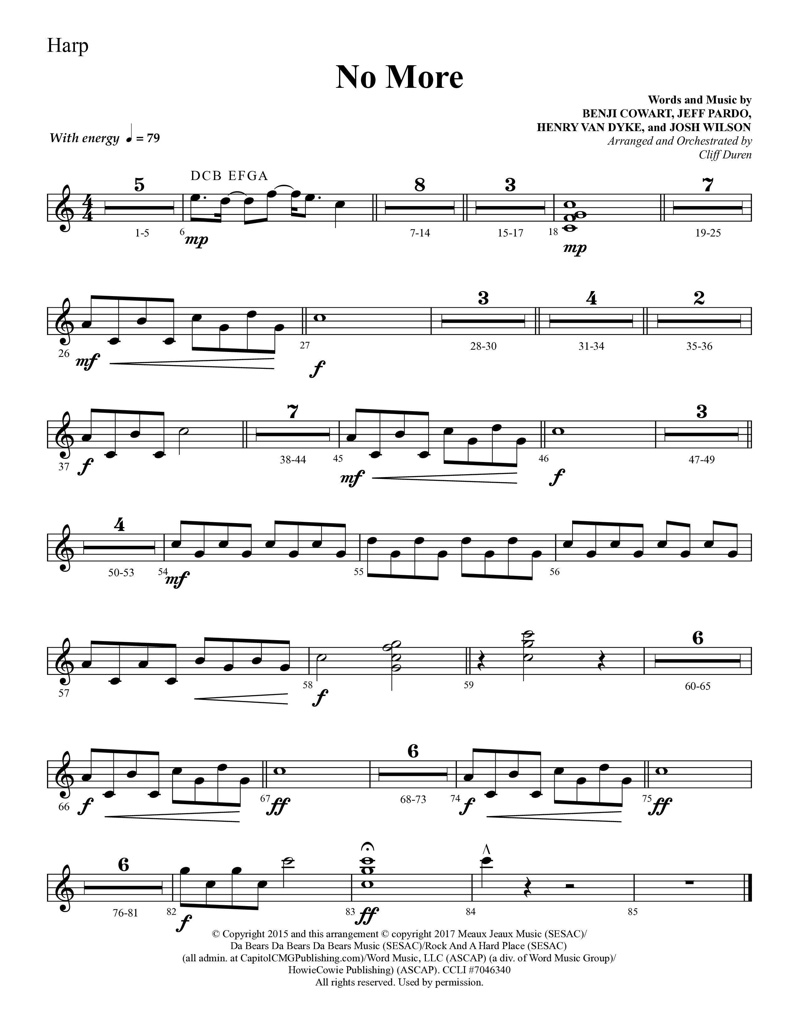 No More (Choral Anthem SATB) Harp (Lifeway Choral / Arr. Cliff Duren)