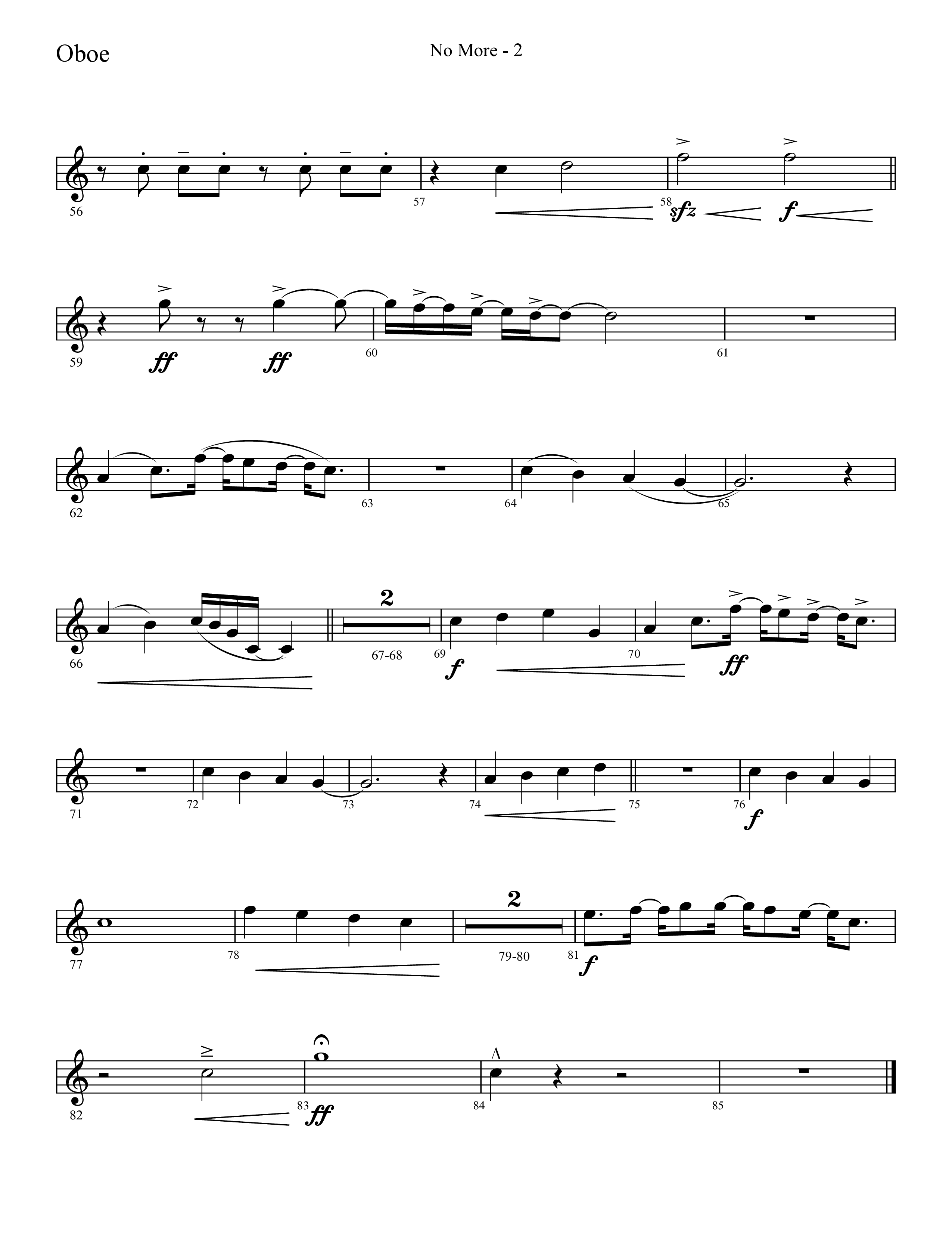 No More (Choral Anthem SATB) Oboe (Lifeway Choral / Arr. Cliff Duren)