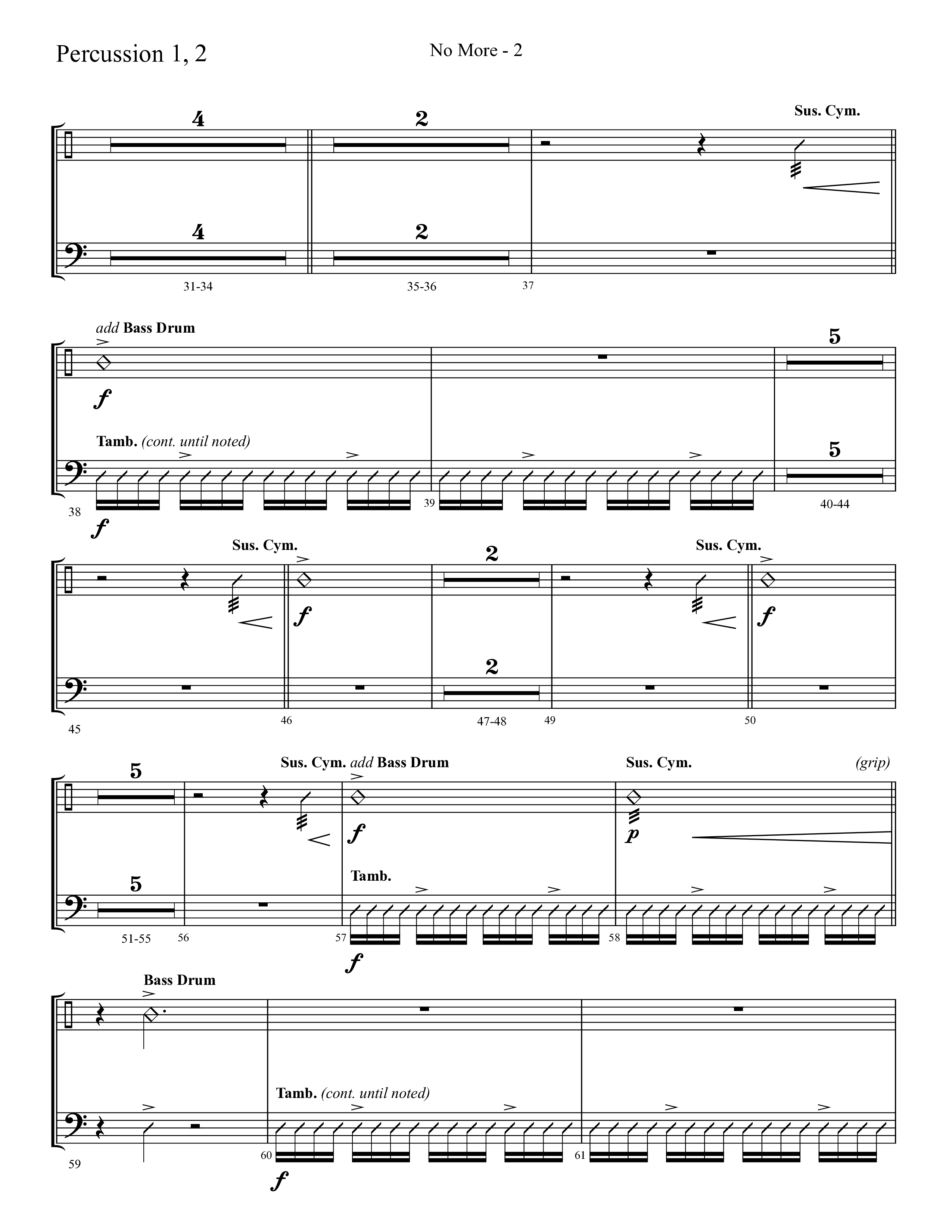 No More (Choral Anthem SATB) Percussion 1/2 (Lifeway Choral / Arr. Cliff Duren)