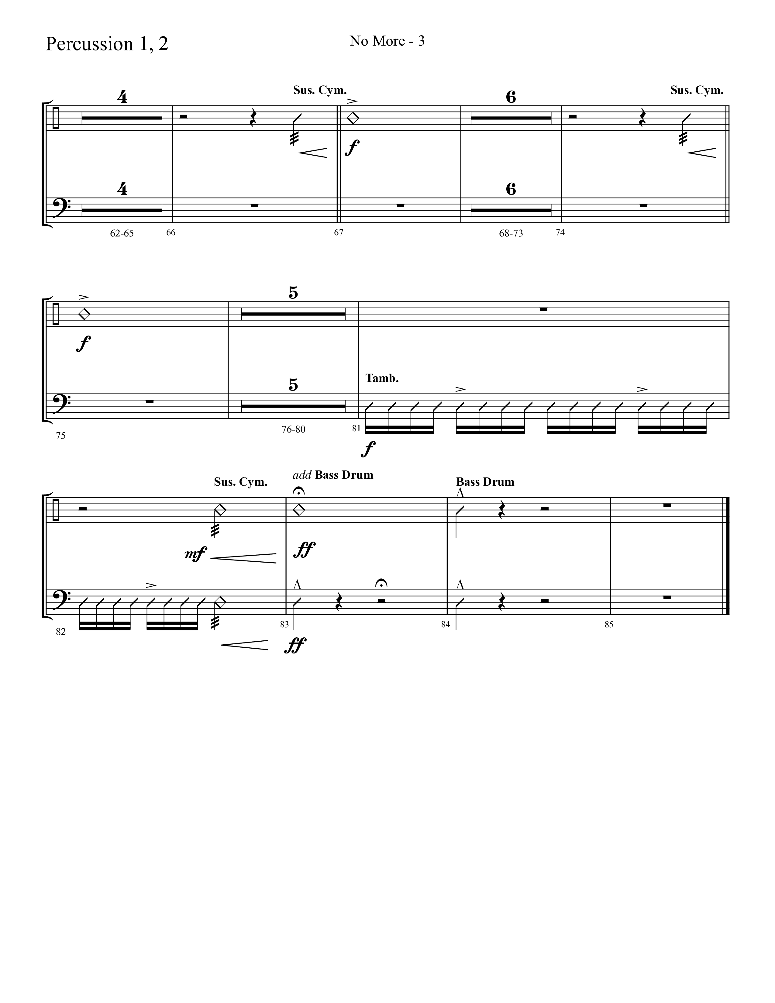 No More (Choral Anthem SATB) Percussion 1/2 (Lifeway Choral / Arr. Cliff Duren)