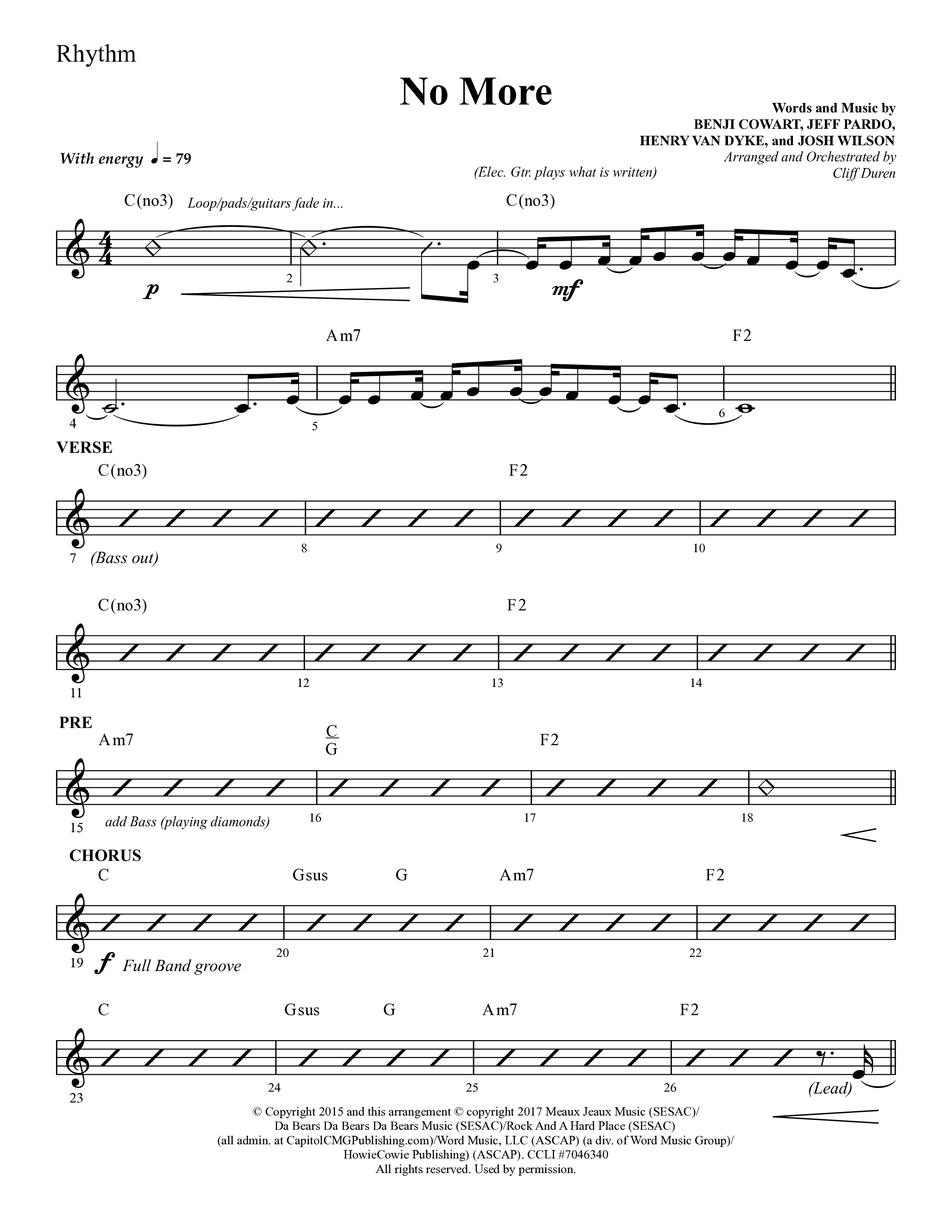 No More (Choral Anthem SATB) Lead Melody & Rhythm (Lifeway Choral / Arr. Cliff Duren)