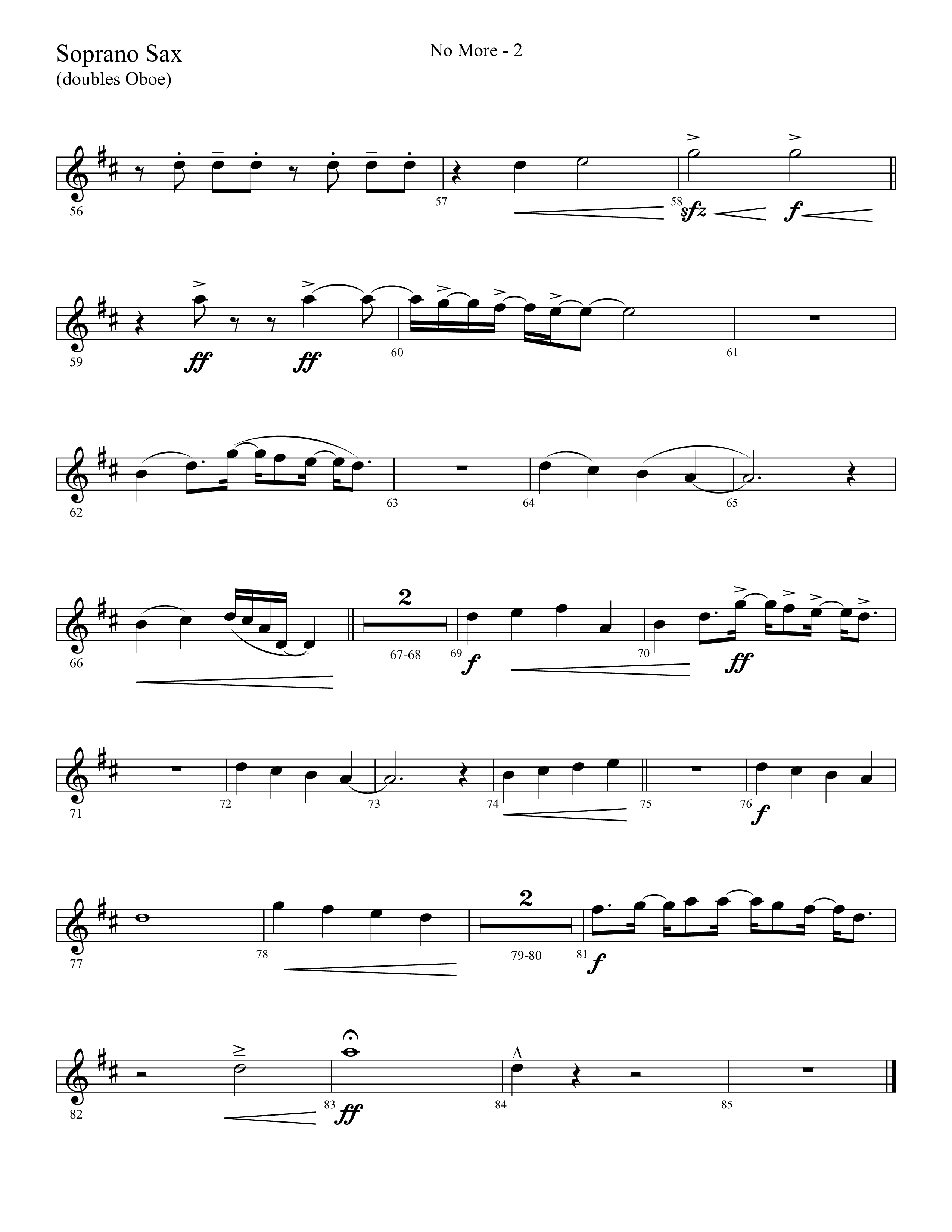 No More (Choral Anthem SATB) Soprano Sax (Lifeway Choral / Arr. Cliff Duren)