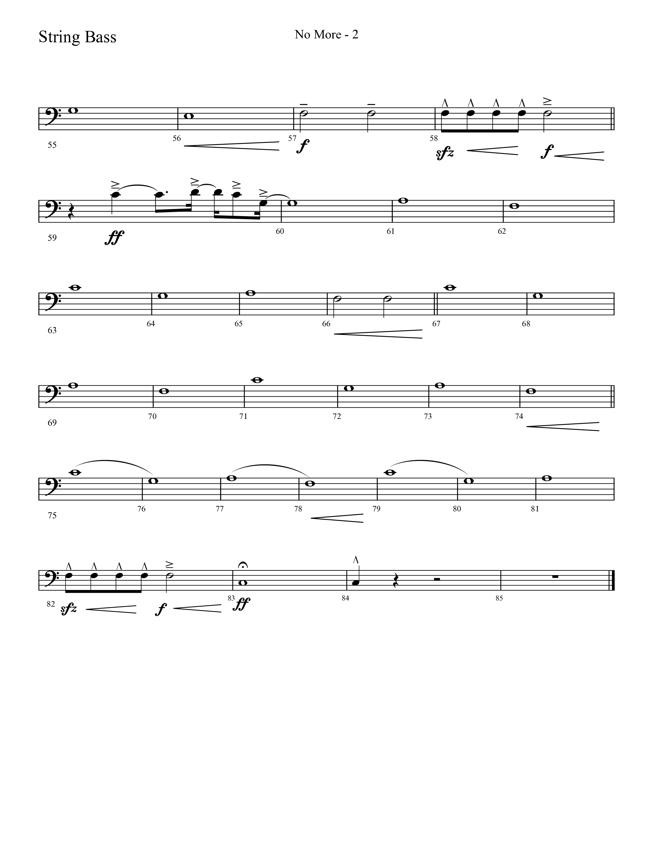 No More (Choral Anthem SATB) String Bass (Lifeway Choral / Arr. Cliff Duren)