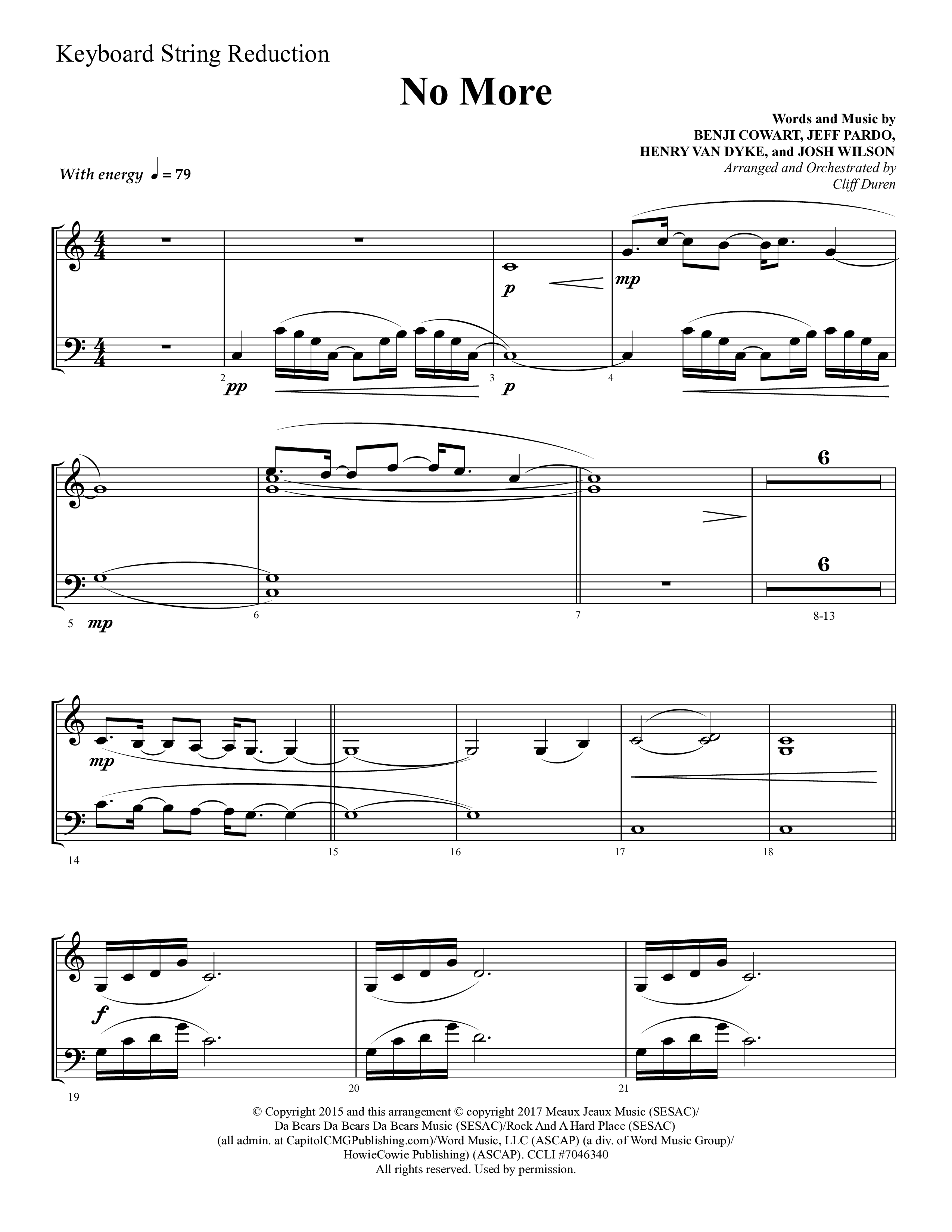 No More (Choral Anthem SATB) String Reduction (Lifeway Choral / Arr. Cliff Duren)