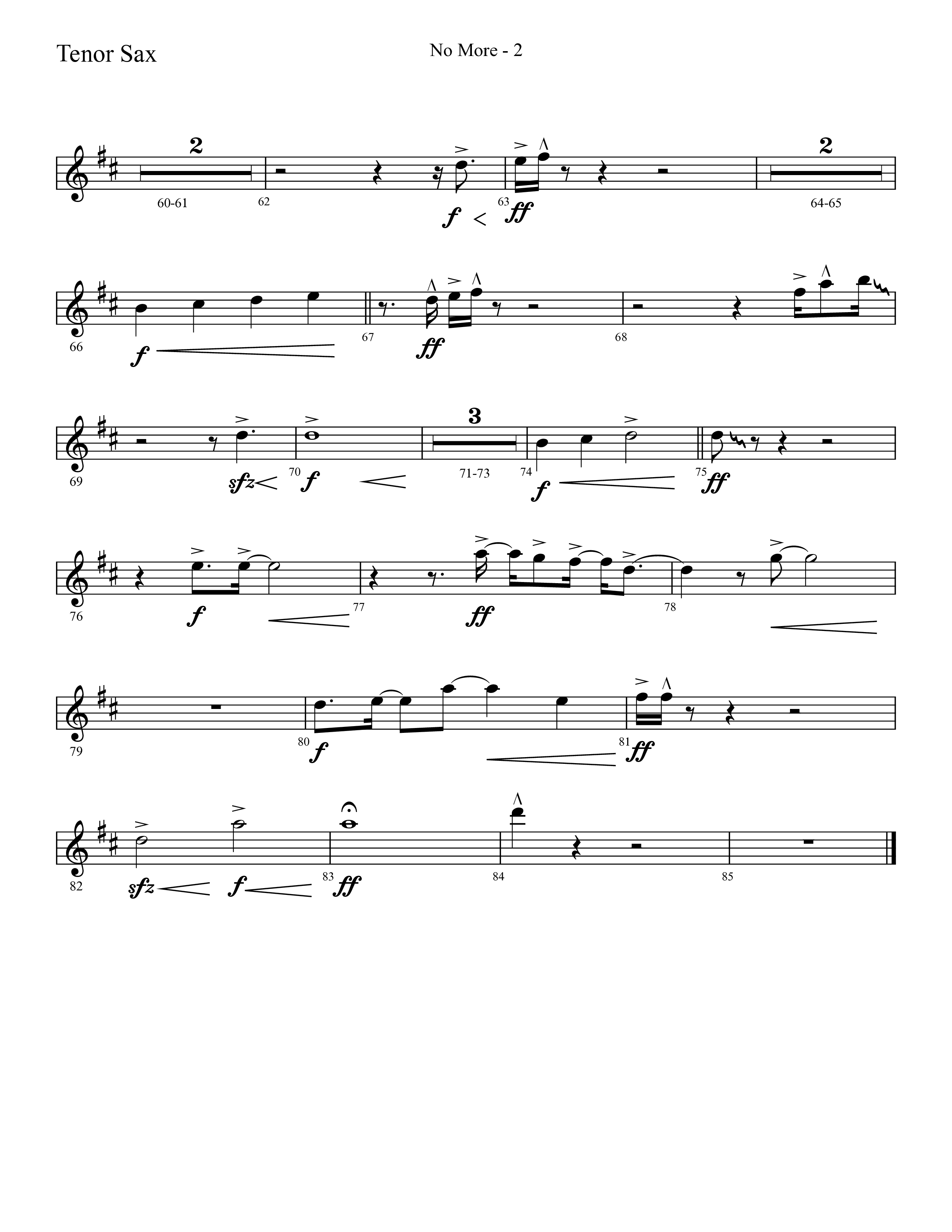 No More (Choral Anthem SATB) Tenor Sax 1 (Lifeway Choral / Arr. Cliff Duren)
