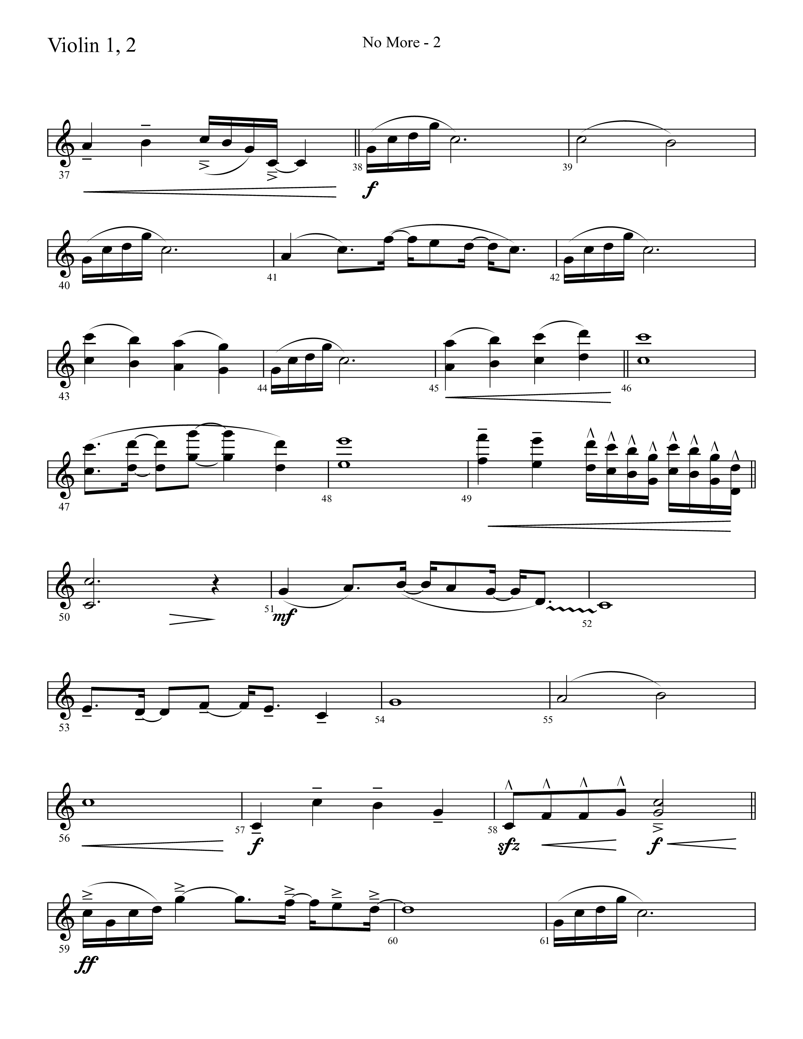 No More (Choral Anthem SATB) Violin 1/2 (Lifeway Choral / Arr. Cliff Duren)