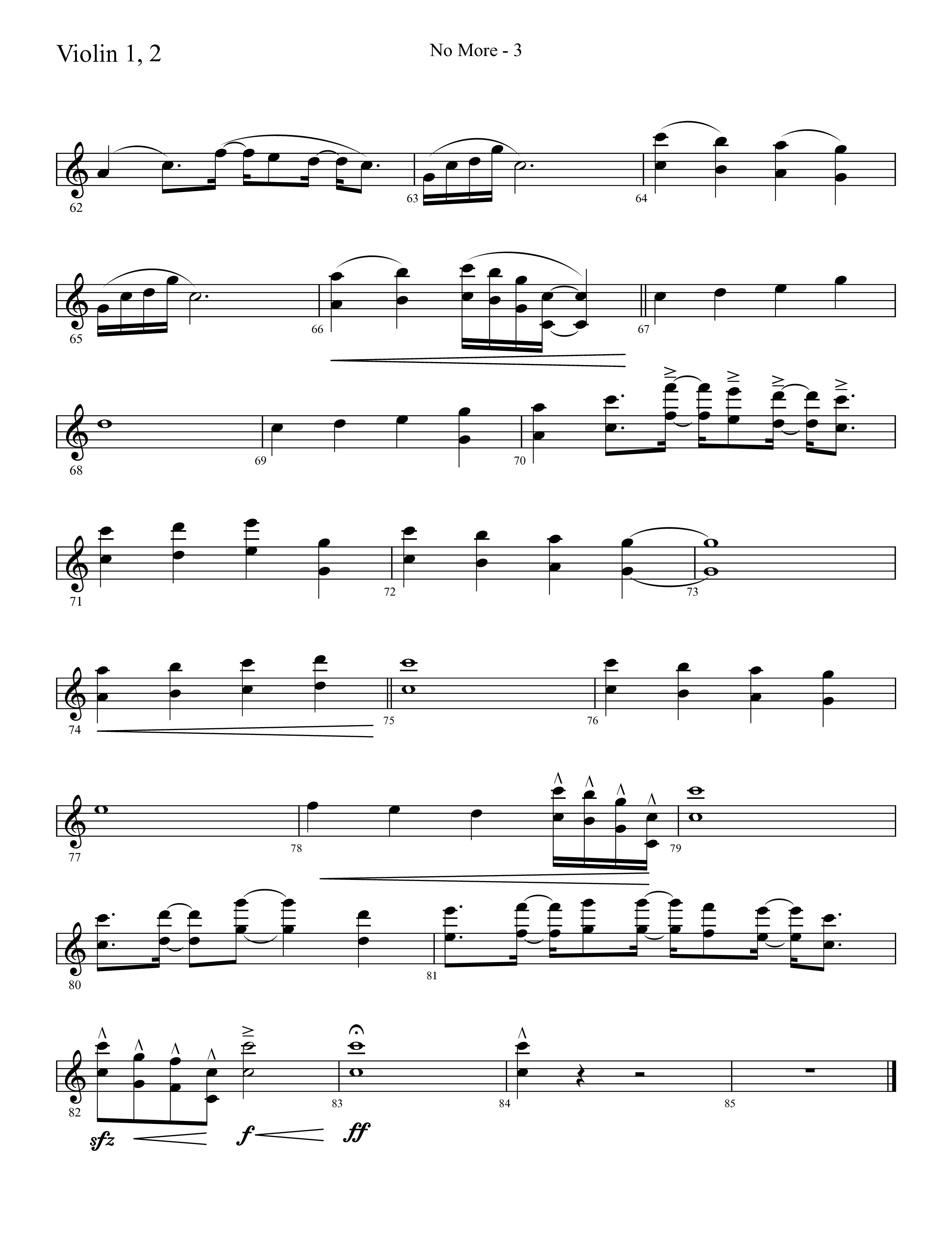 No More (Choral Anthem SATB) Violin 1/2 (Lifeway Choral / Arr. Cliff Duren)