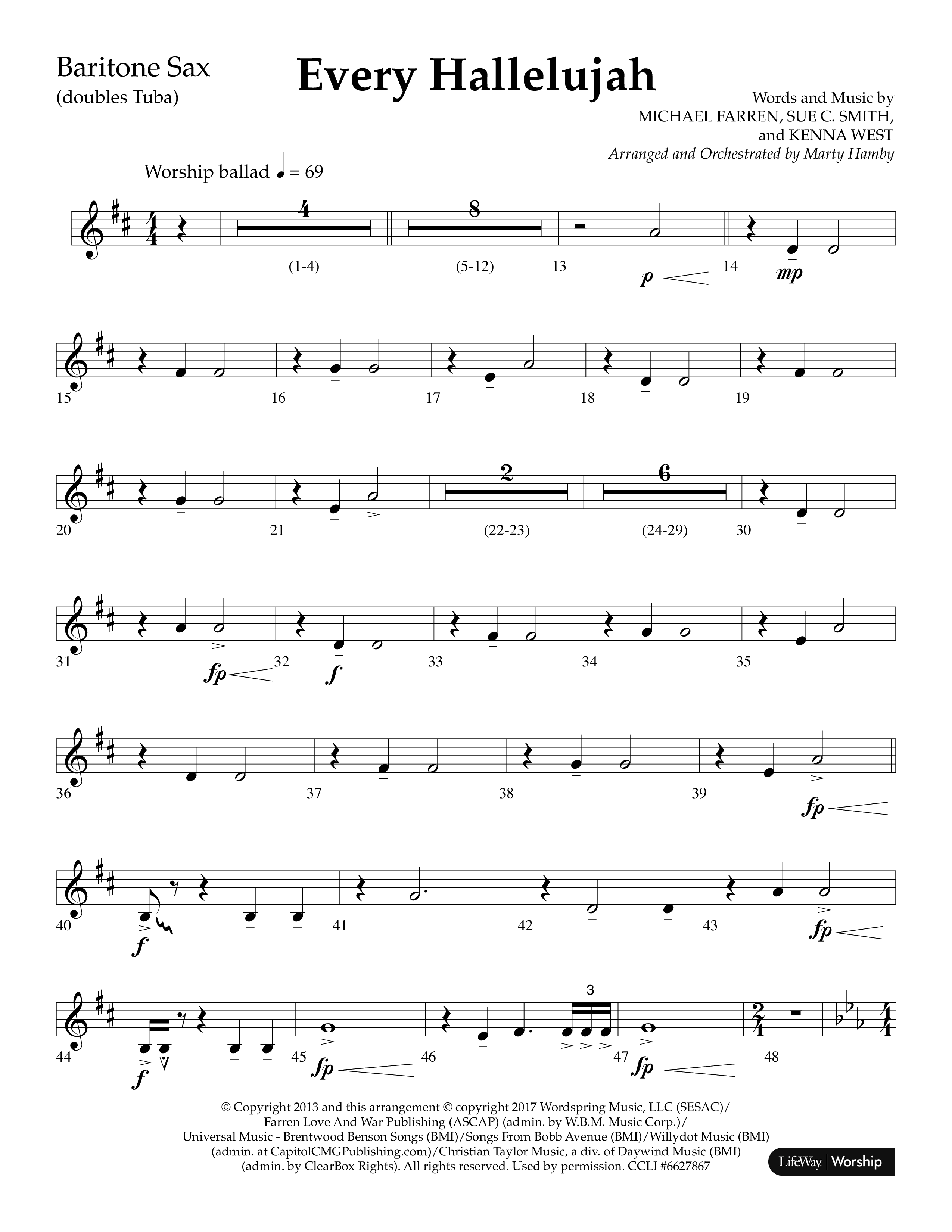 Every Hallelujah (Choral Anthem SATB) Bari Sax (Lifeway Choral / Arr. Marty Hamby)