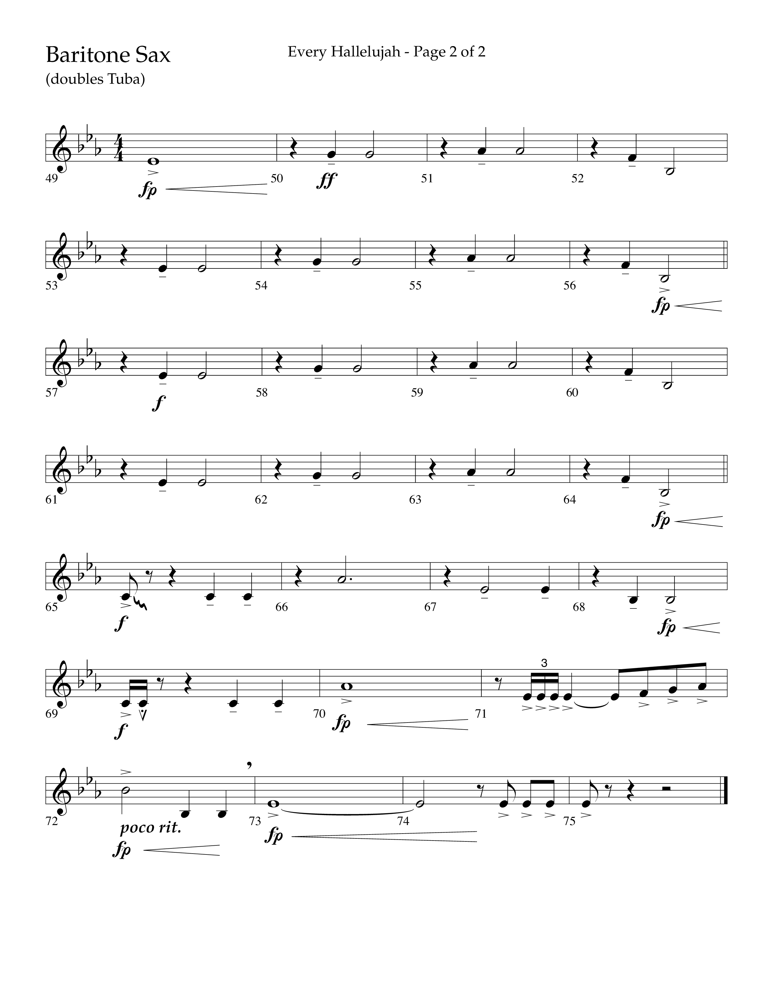 Every Hallelujah (Choral Anthem SATB) Bari Sax (Lifeway Choral / Arr. Marty Hamby)
