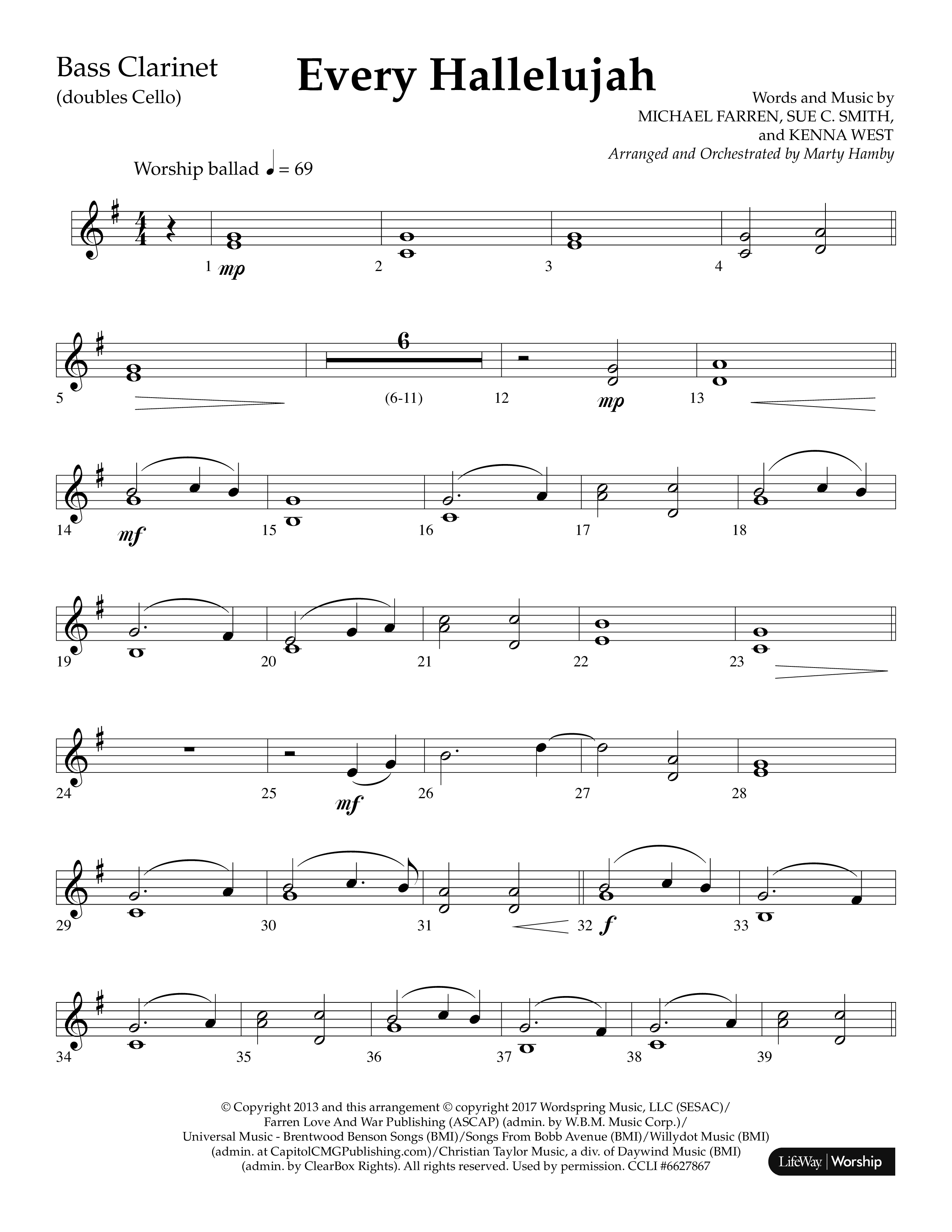 Every Hallelujah (Choral Anthem SATB) Bass Clarinet (Lifeway Choral / Arr. Marty Hamby)