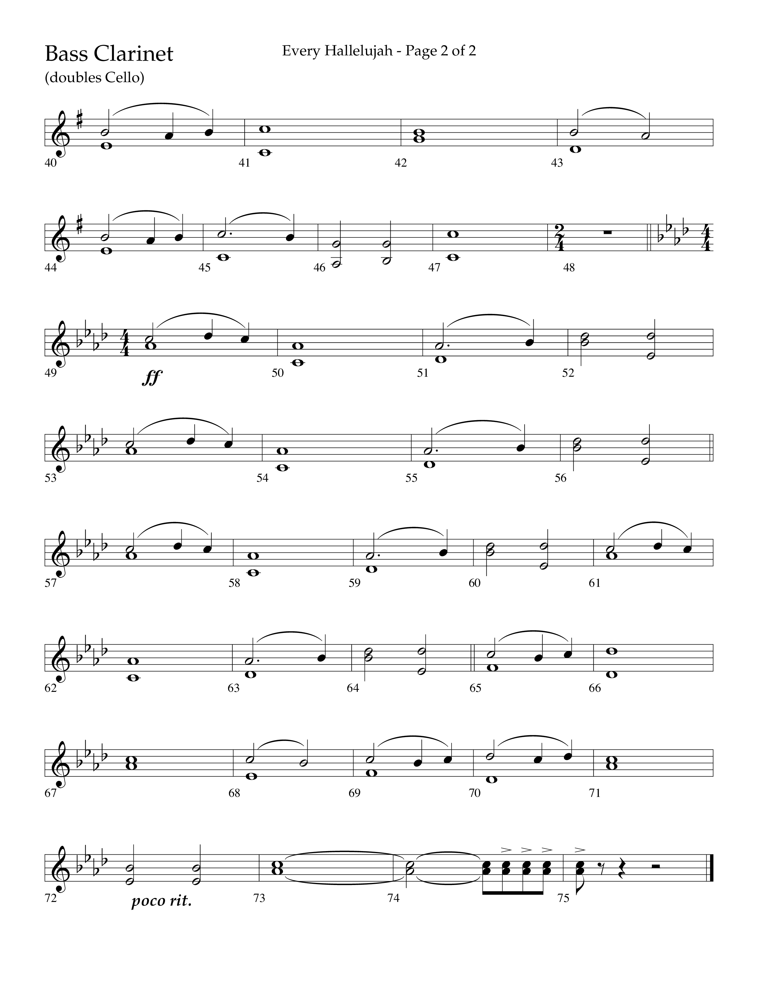 Every Hallelujah (Choral Anthem SATB) Bass Clarinet (Lifeway Choral / Arr. Marty Hamby)